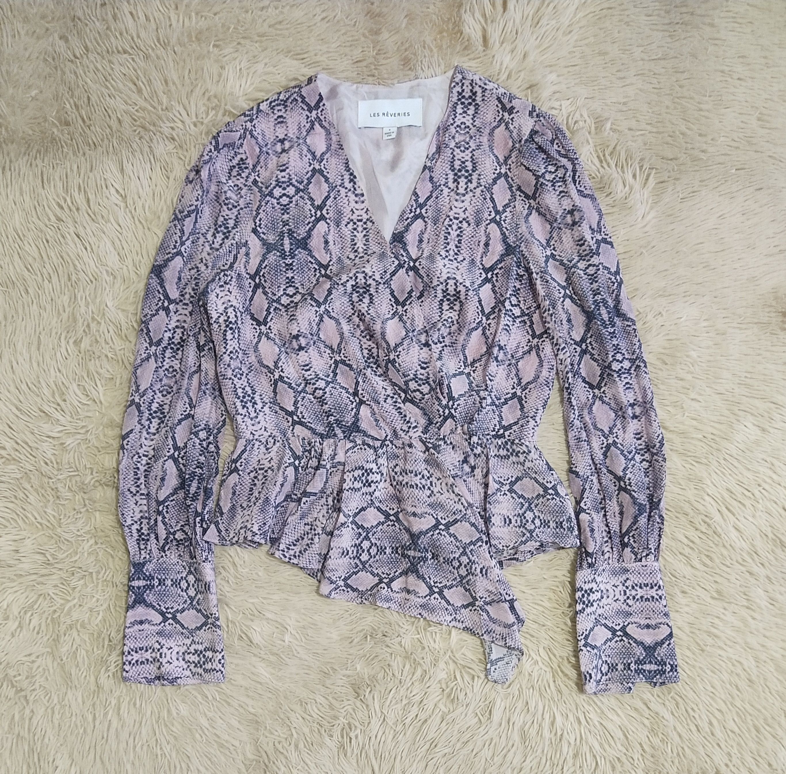 image of Made In USA Les Rêveries Drape Snake-Print in Pink, Women's (Size Small)