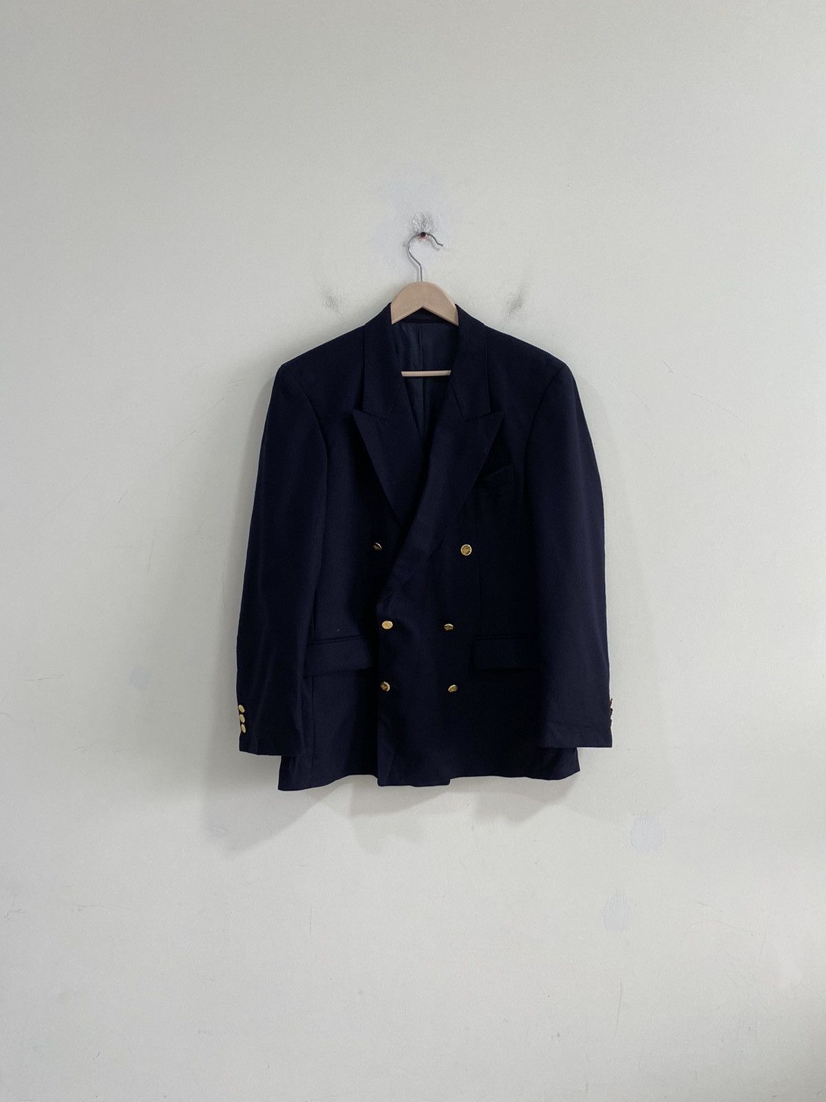Burberry Burberry Dark Blue Wool Double Breasted Size 50S - 1 Thumbnail
