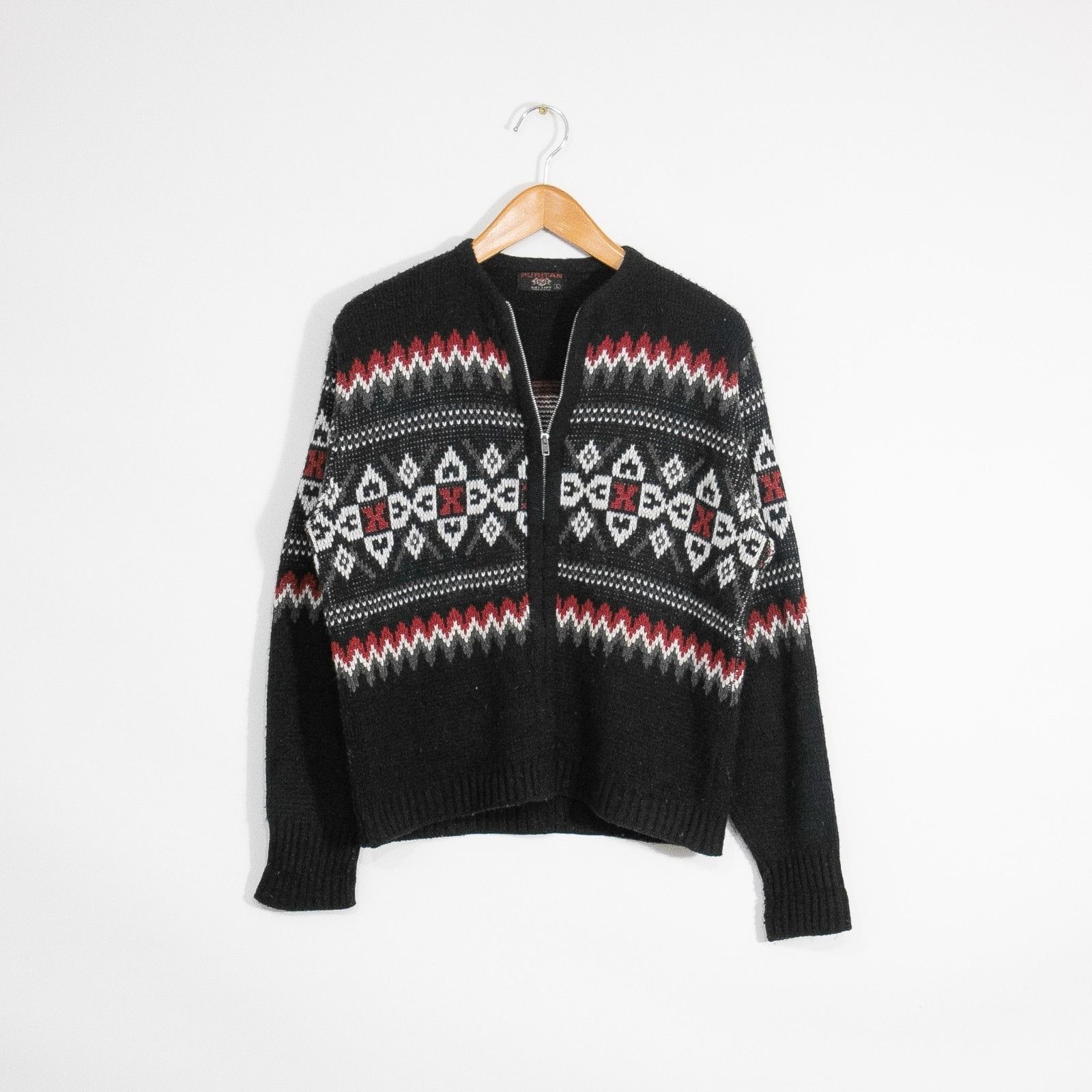 Puritan Vintage 60s Puritan Fair Isle Cardigan Sweater Mens Medium Size US M / EU 48-50 / 2 - 1 Thumbnail