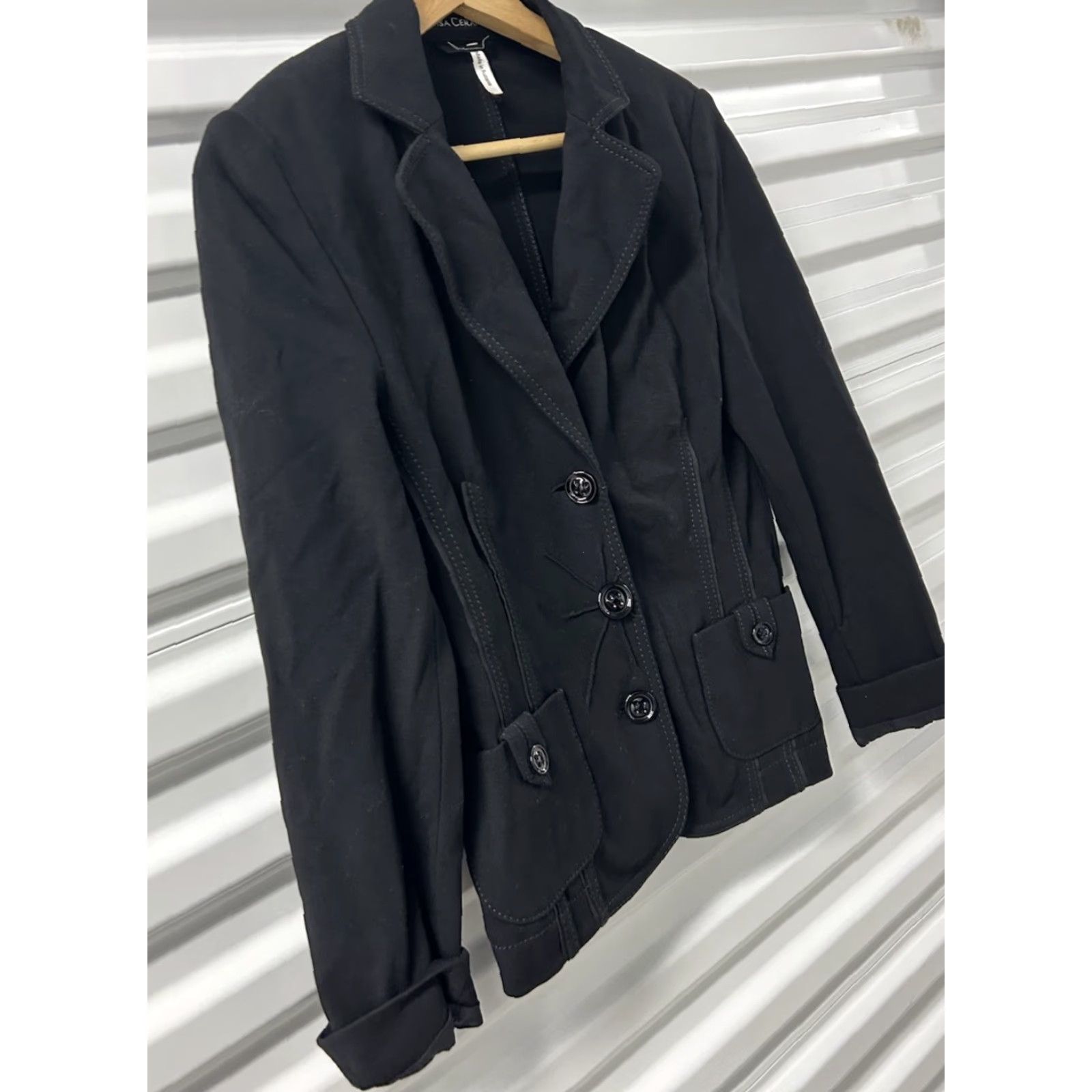Vintage Womens LUISA CERANO Designer Black Long Sleeve Jacket Size 2 Short Blazer Button Mens? Women? Size XS / US 0-2 / IT 36-38 - 3 Thumbnail