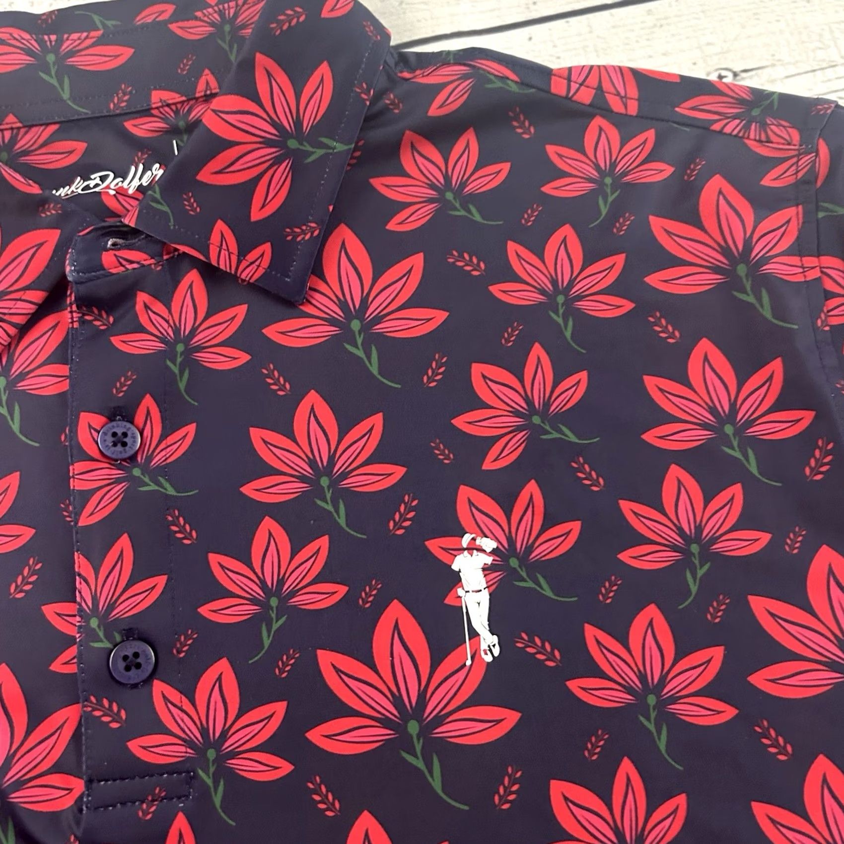 Vintage Grunk Dolfer Short Sleeve Floral Hawaiian Golf Polo Shirt Men's XL Blue Red Size US XL / EU 56 / 4 - 2 Thumbnail