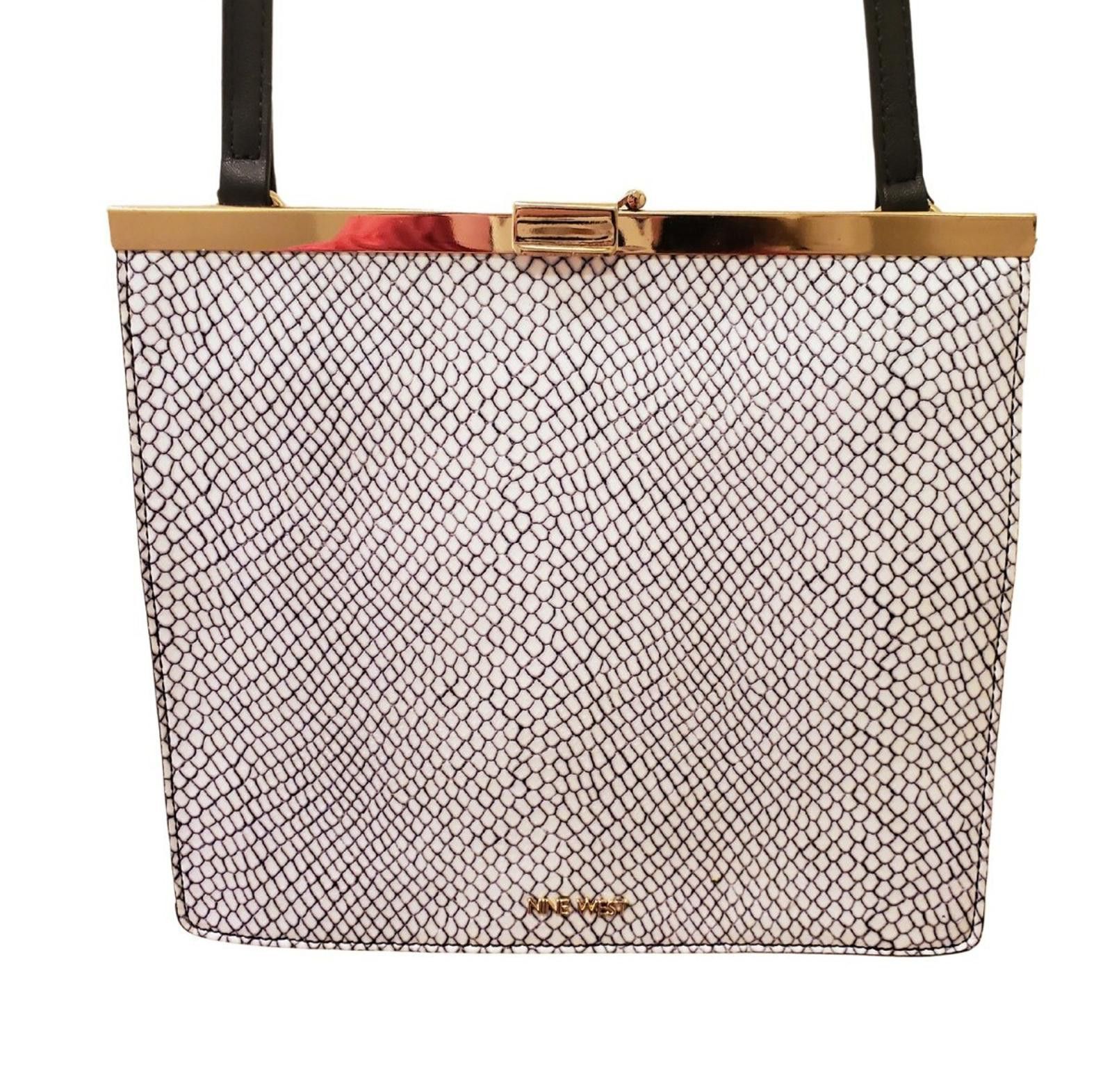 Nine West Nine West Eloa Crossbody Clutch White & Navy Faux Snakeskin Size ONE SIZE - 1 Thumbnail