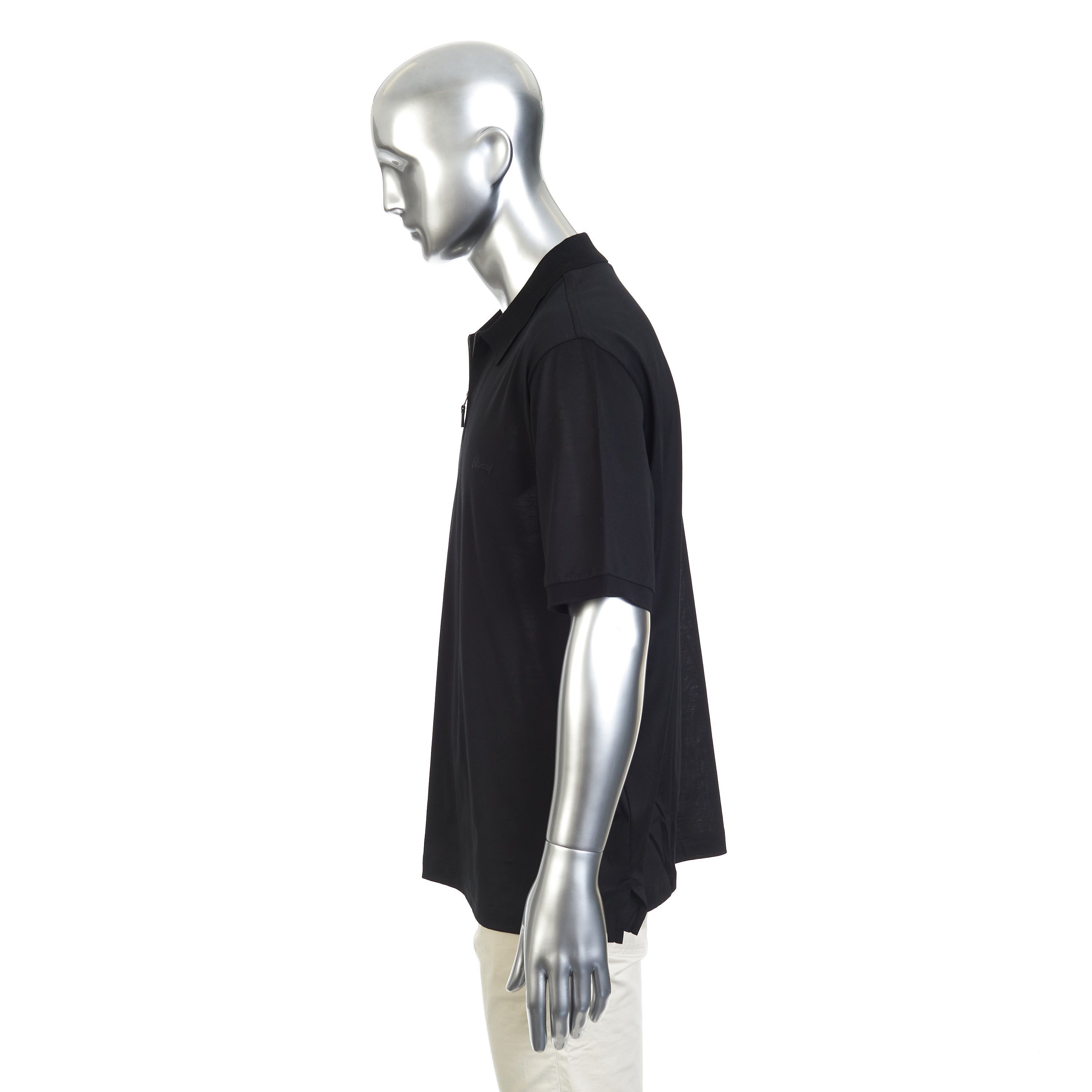 Brioni Zip Polo Shirt In Black Cotton 3XL Size US XXL / EU 58 / 5 - 5 Thumbnail