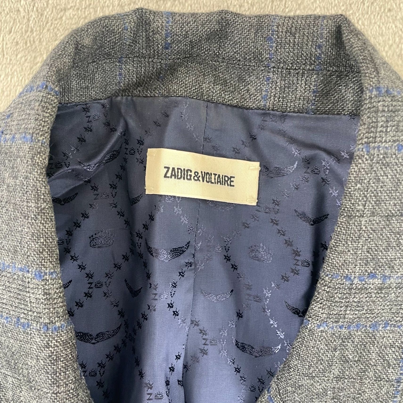 Zadig & Voltaire ZADIG & VOLTAIRE Mina Carreaux Coat Jacket Women XS Grey Wool Double Breasted Coat/Jacket Size XS / US 0-2 / IT 36-38 - 3 Thumbnail