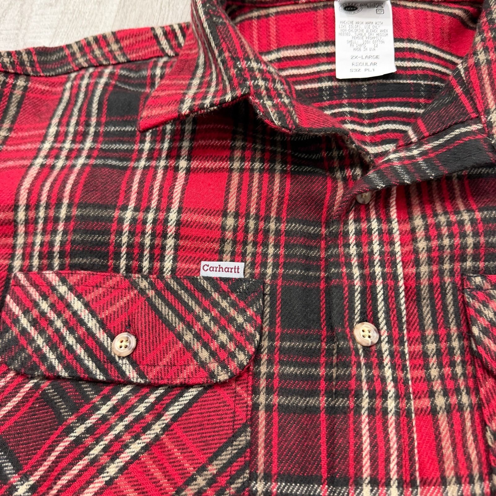 Carhartt Vintage Carhartt Flannel Shirt Men 2XL Red Heavyweight 90s Size US XXL / EU 58 / 5 - 4 Thumbnail