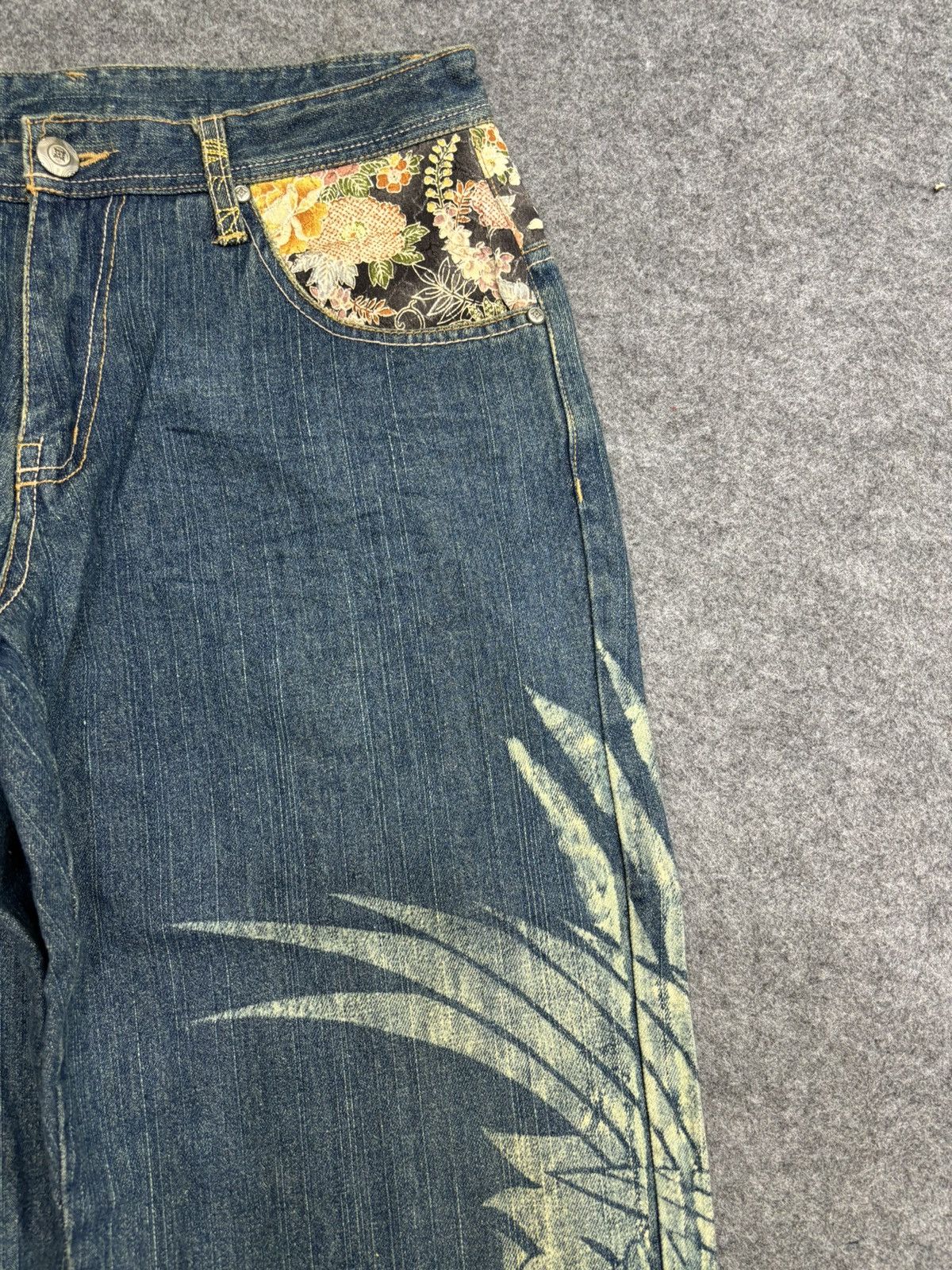 Japanese Brand 💥ART💥Gumu In Floral Embroided Flying Swan Print Denim F557 Size US 34 / EU 50 - 4 Thumbnail