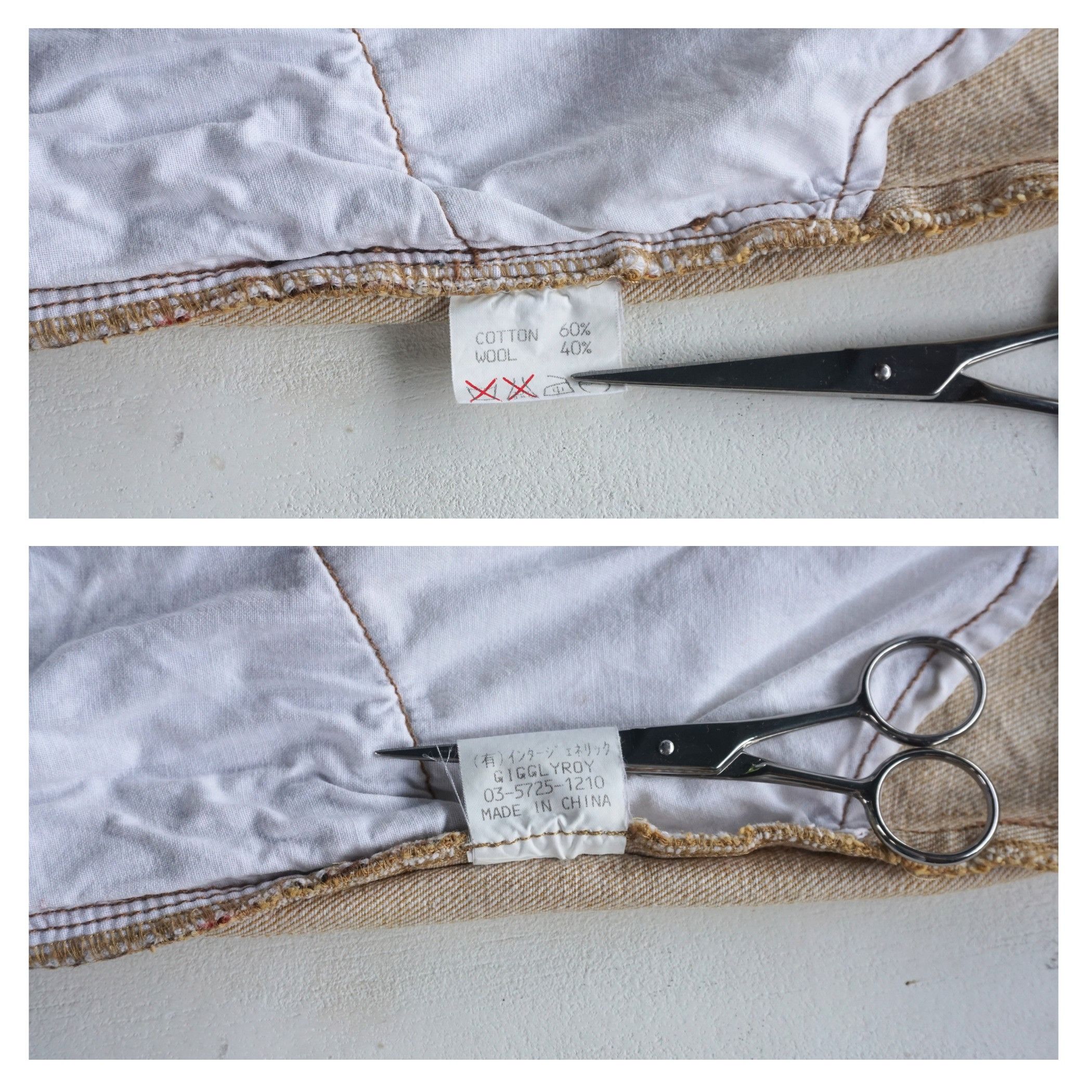 Japanese Brand GIGGLYROY Cotton & Wool Patchwork Jeans Size US 31 - 9 Thumbnail