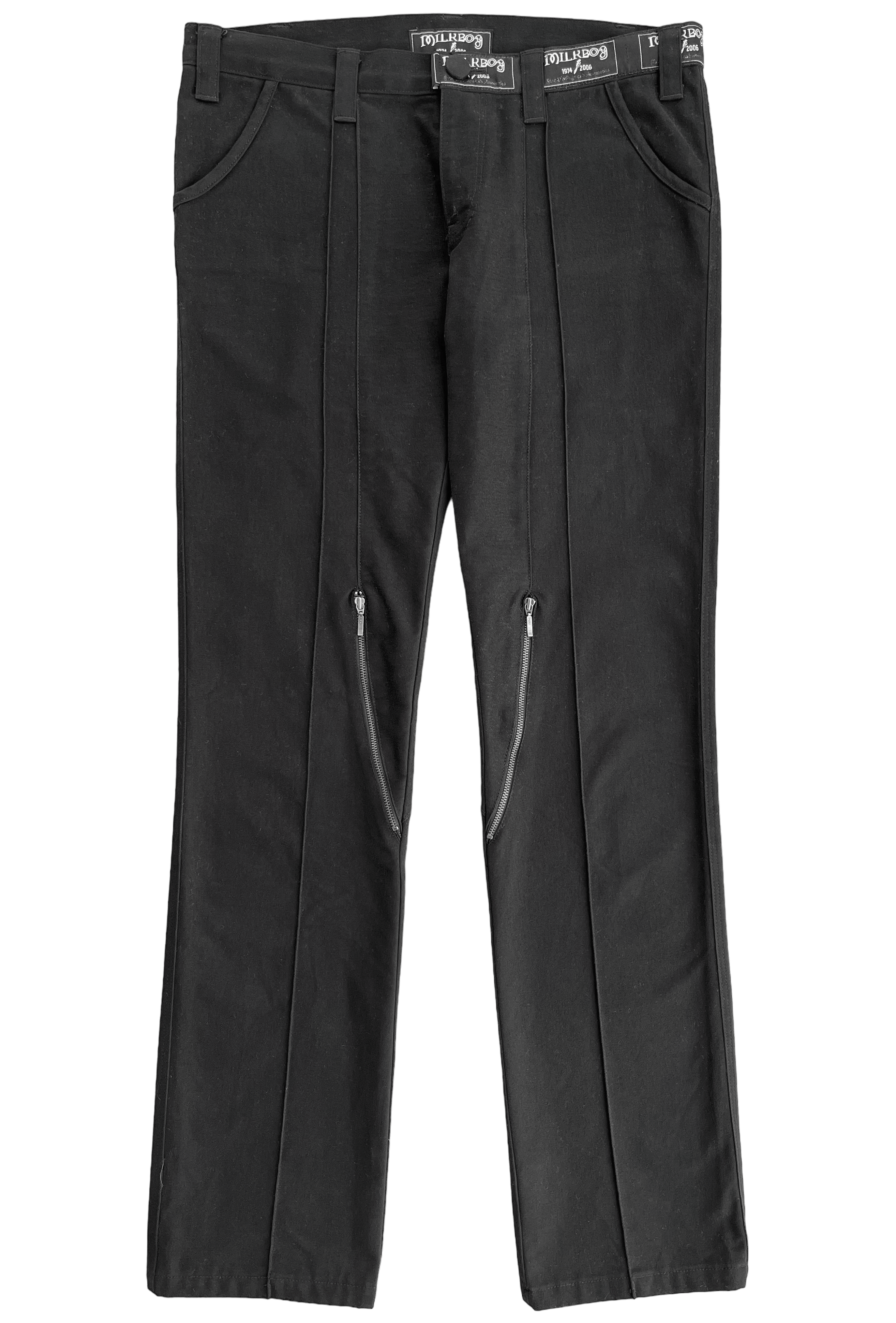 image of Archival Clothing x Vintage Milk Boy Knee Zipper Pleated Pants in Black, Men's (Size 29)