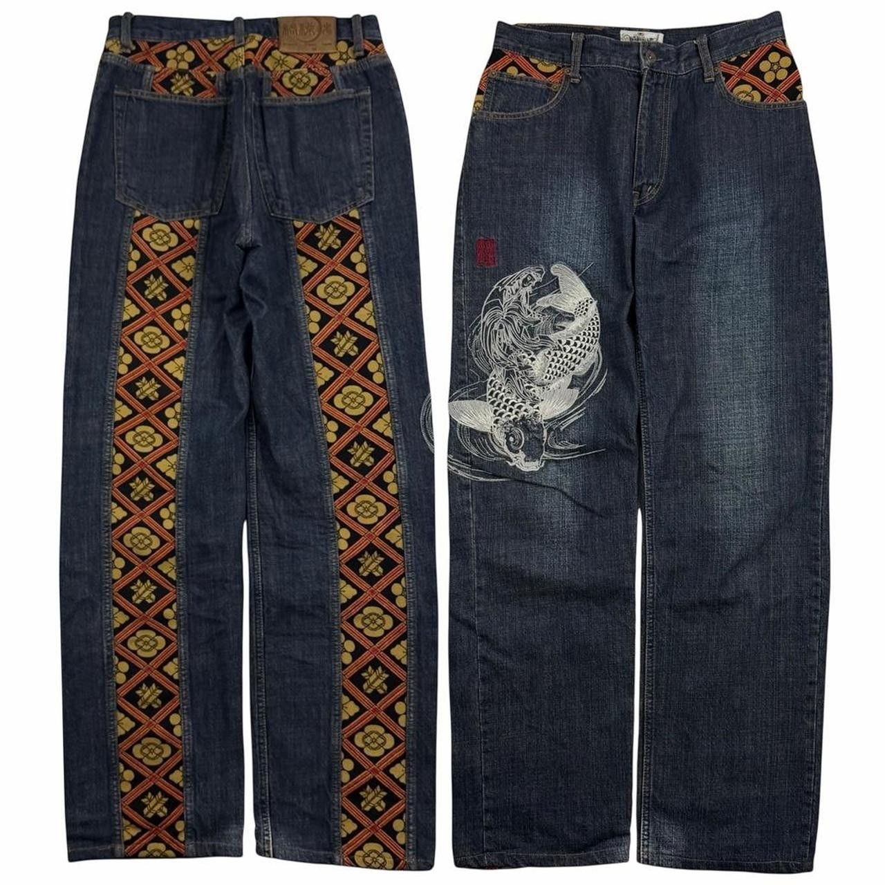 Karakuri Tamashii Karakuri Tamashii Embroidered Koi Japanese Jeans - Waist 30 Size US 30 / EU 46 - 1 Thumbnail