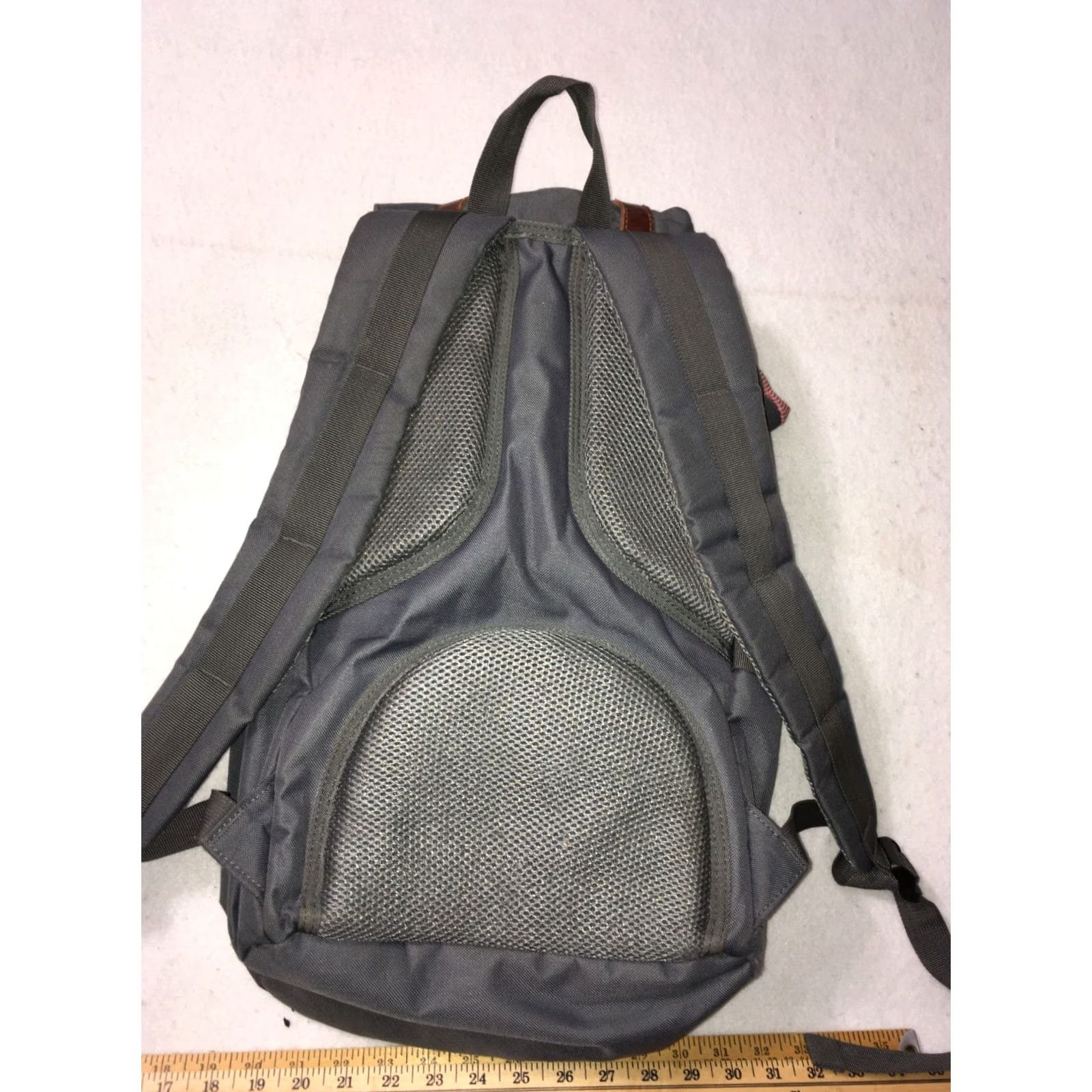 Vogue VINTAGE KAUKKO Back Pack Striped Canvas Lined Large Gray/Red Men Bag Backpack Mens Sizes: Large Size ONE SIZE - 6 Thumbnail