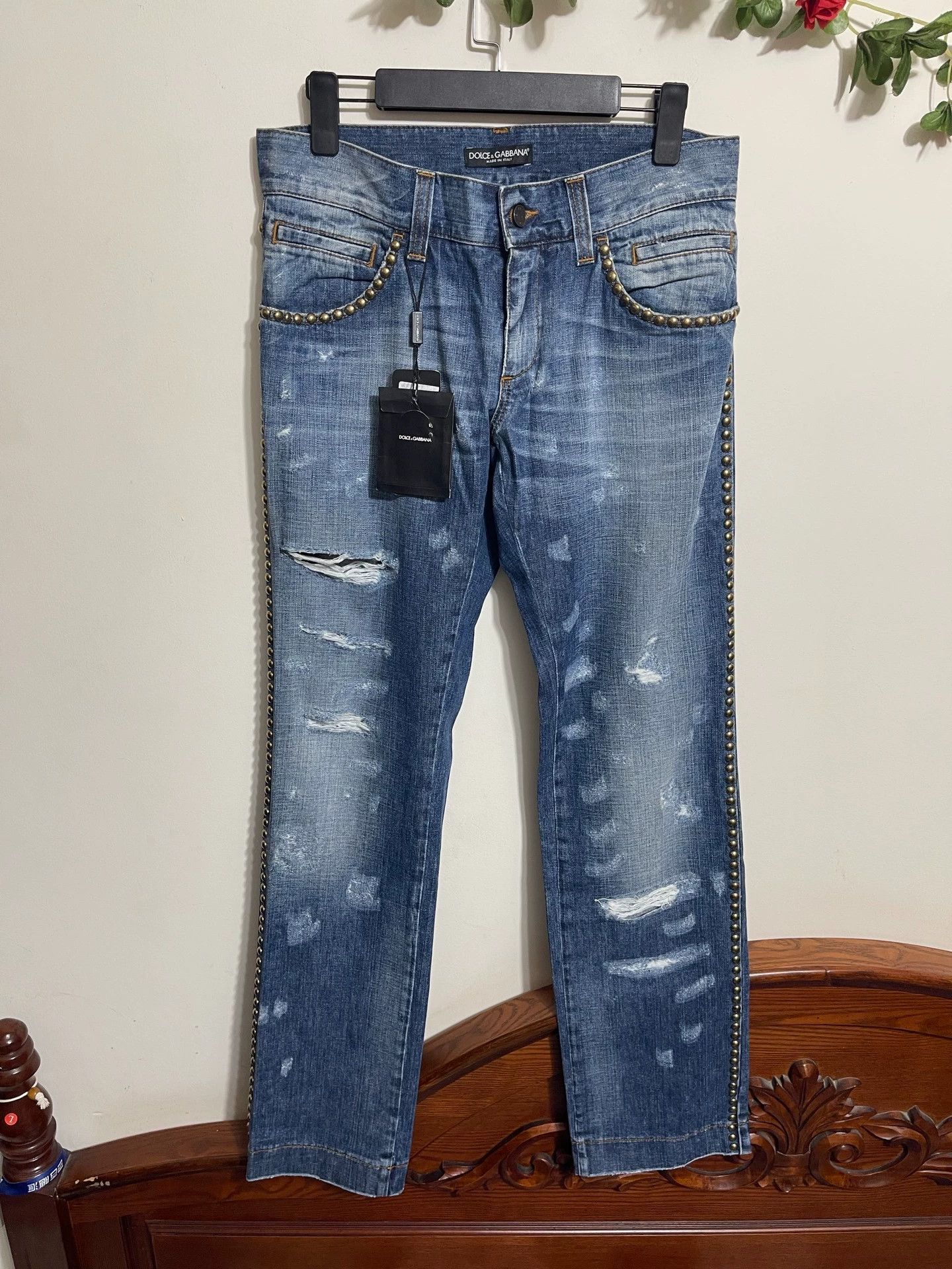 Dolce & Gabbana Dolce&Gabbana Low-Rise Straight Green Distressed Jeans 46 Size US 30 / EU 46 - 1 Thumbnail