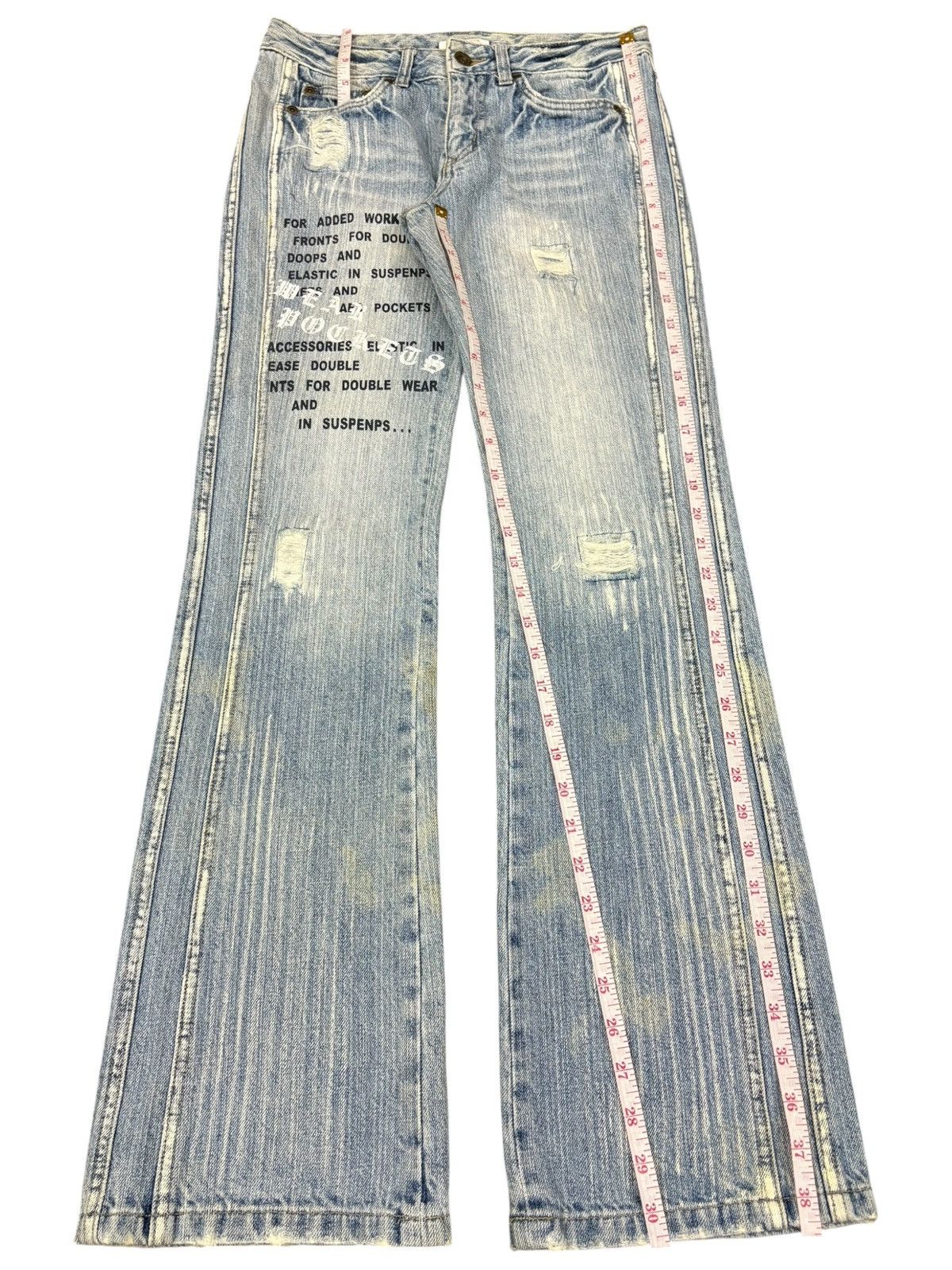 Seditionaries Vintage Japanese Brand Faded Wash Printed Flare Jeans Size US 29 - 11 Thumbnail