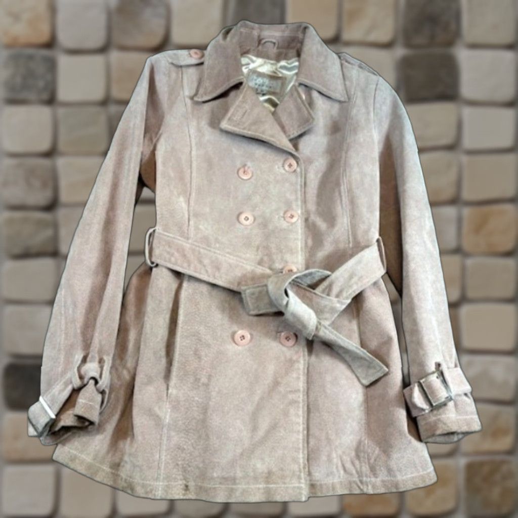 Vintage VINTAGE Wilsons Leather Trench Coat Womens M Beige Suede Double Breasted Boho Maxima Jacket Size M / US 6-8 / IT 42-44 - 1 Thumbnail