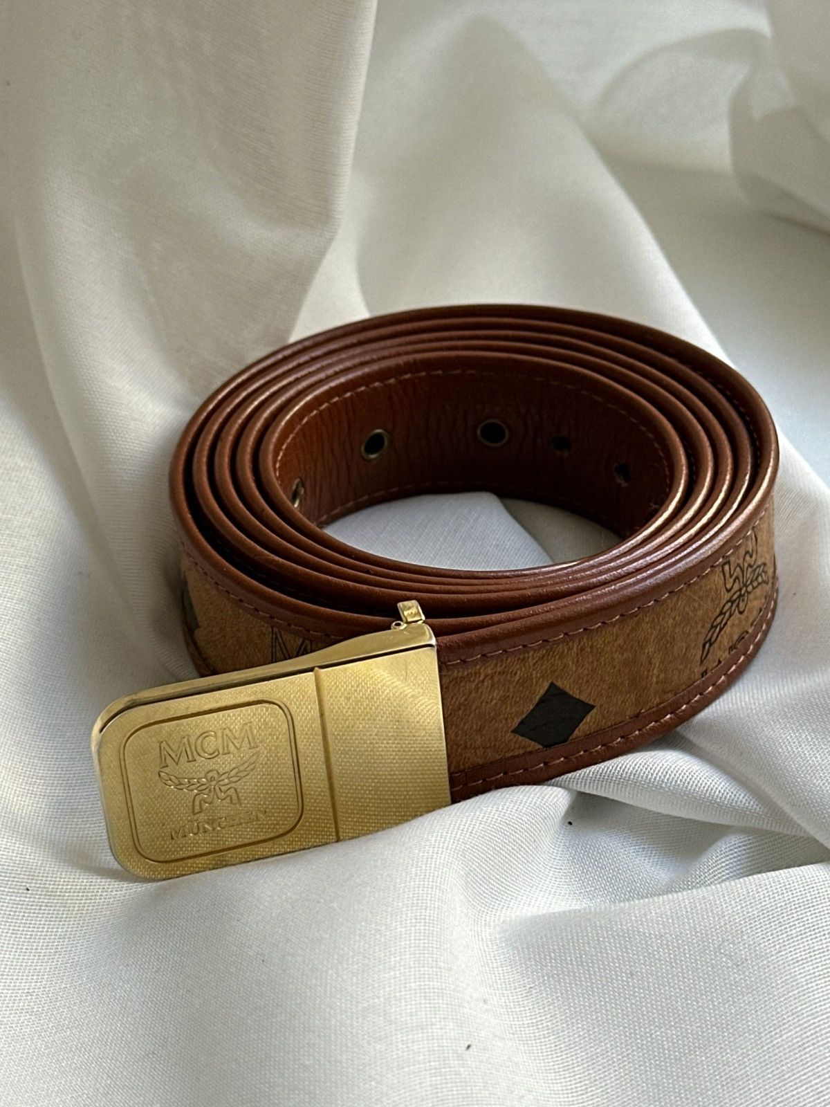 MCM MCM Vintage Rare Luxuru Old Money Brown Leather Belt Size 38 - 10 Thumbnail