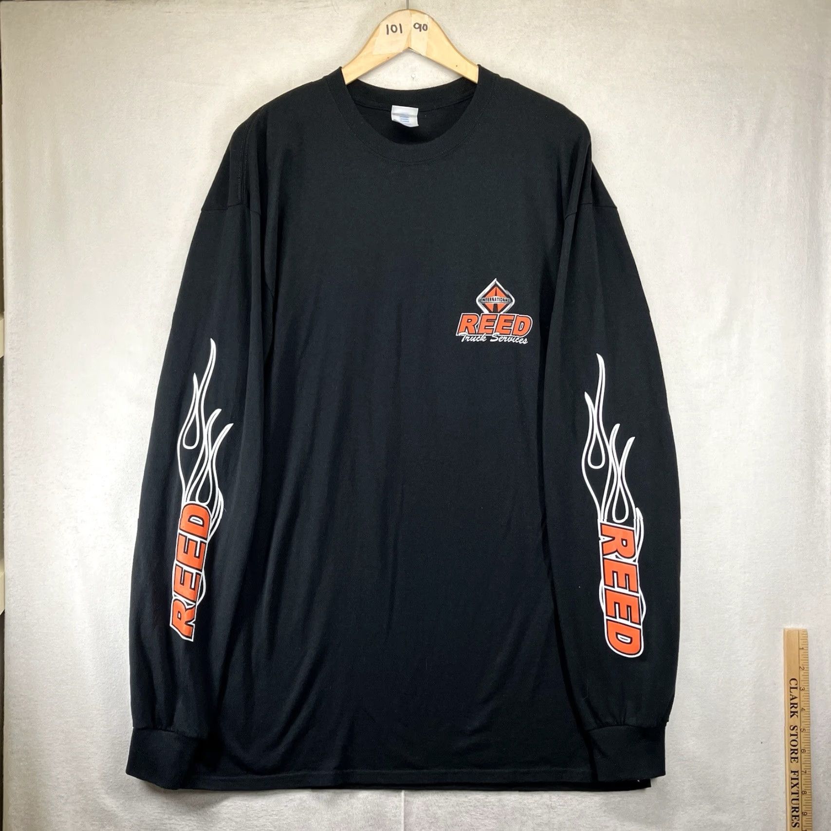 Port & Company VINTAGE Port & Company T-Shirt 2XLT Black Crew Neck Long Sleeve Graphic Print Biker Flame Logo Reed Trucking USA 2000s Men Mens Size US XXL / EU 58 / 5 - 2 Thumbnail