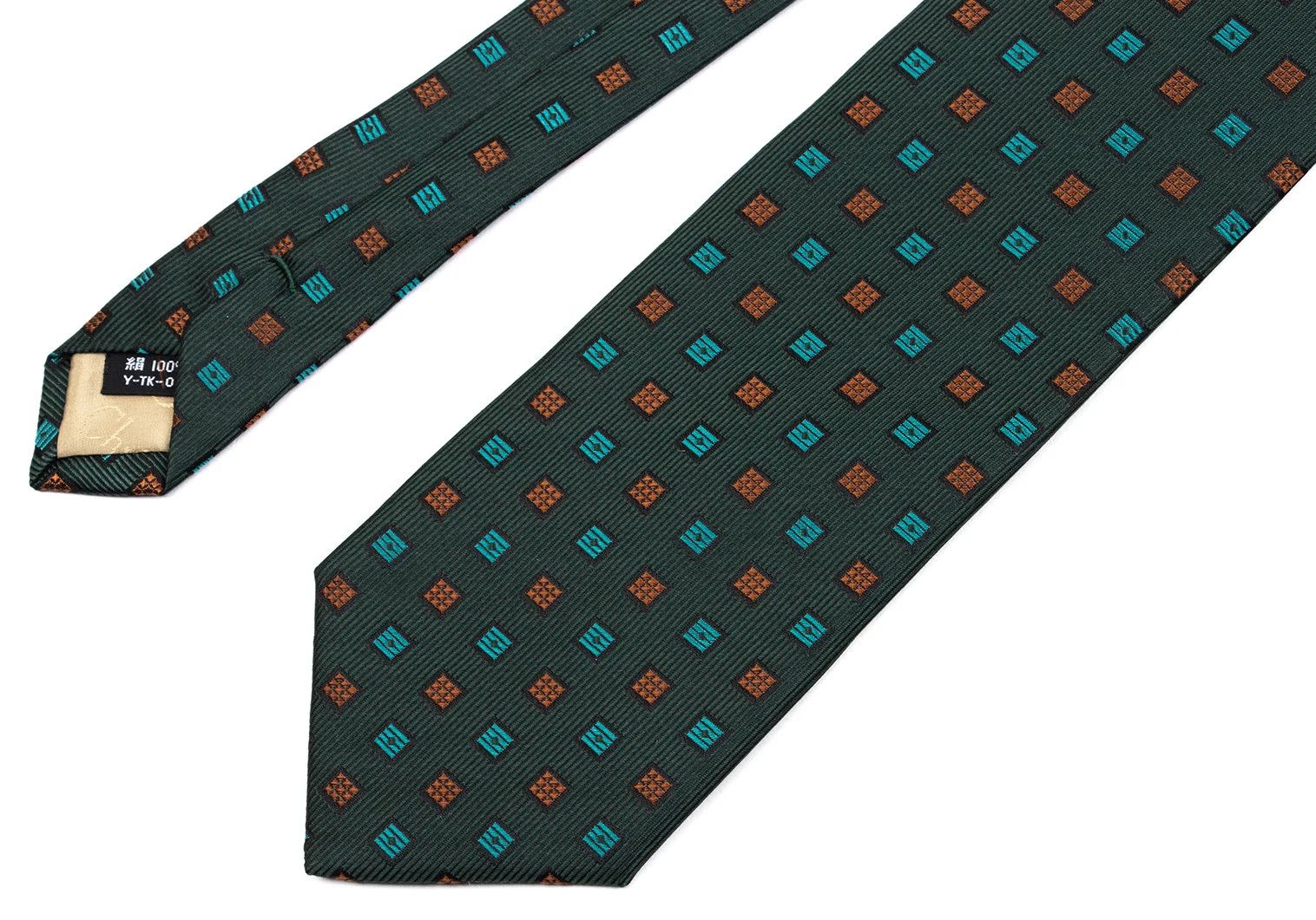 Dior Square Jacquard Silk Tie in Green and Orange Size ONE SIZE - 3 Thumbnail