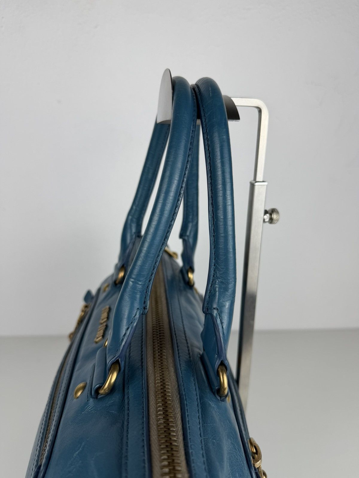 Miu Miu Miu miu vitello lux top zip handbag in turquoise Size ONE SIZE - 17 Thumbnail