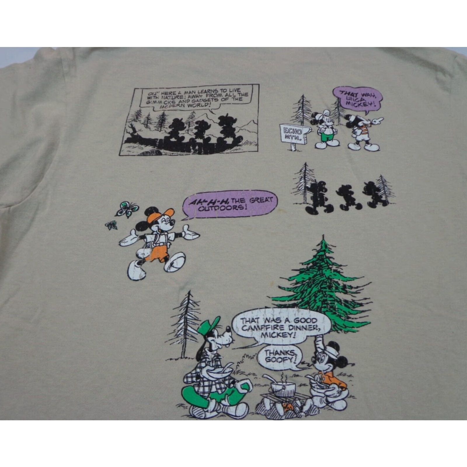 Disney Disney Mickey Mouse Great Outdoors Beige Comics T Shirt Size Large FLAWS Size US L / EU 52-54 / 3 - 2 Thumbnail