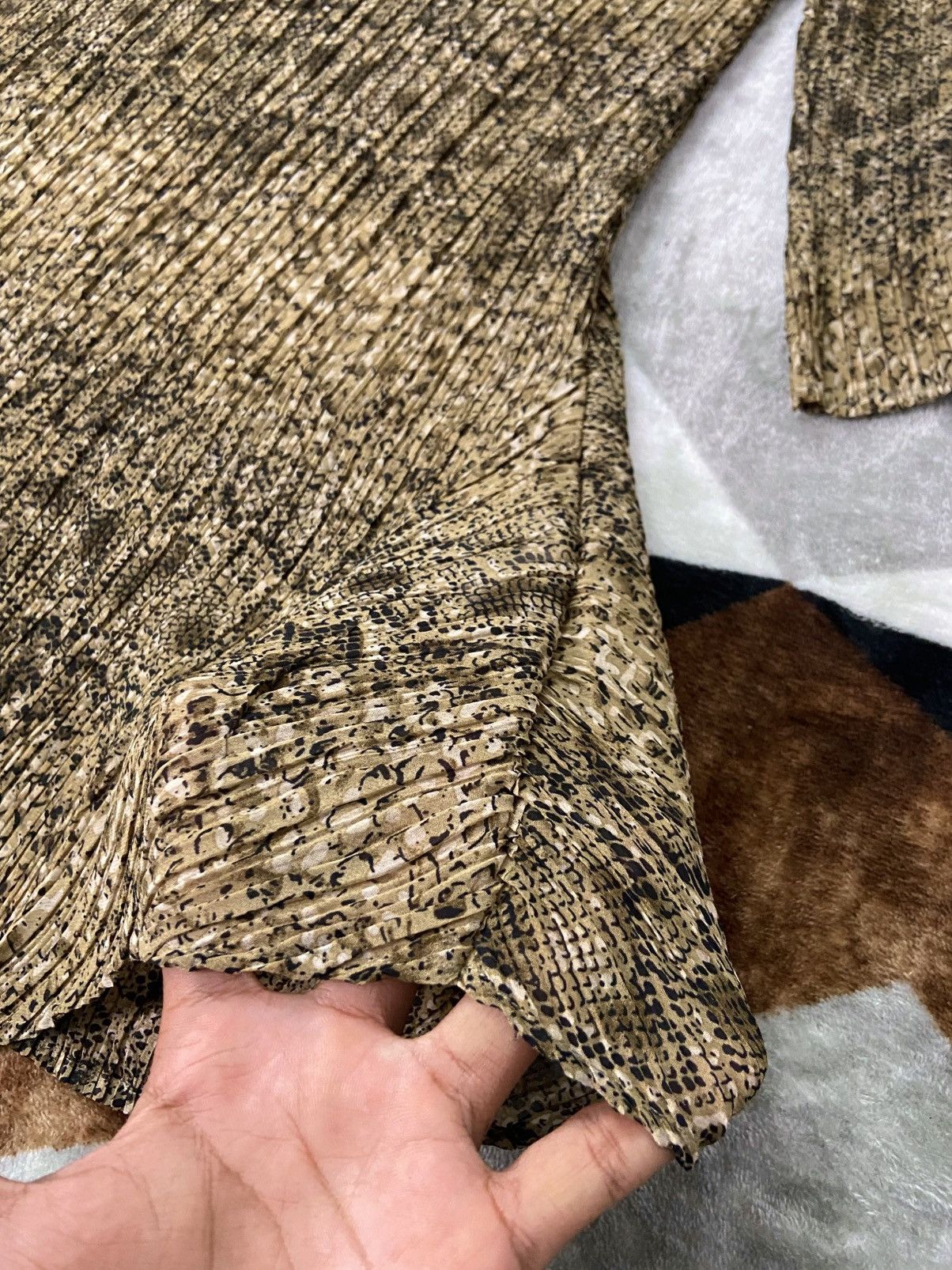 Japanese Brand Pleatsme Snakeskin Pleated Asymmetric Tunic Dress Size ONE SIZE - 8 Thumbnail