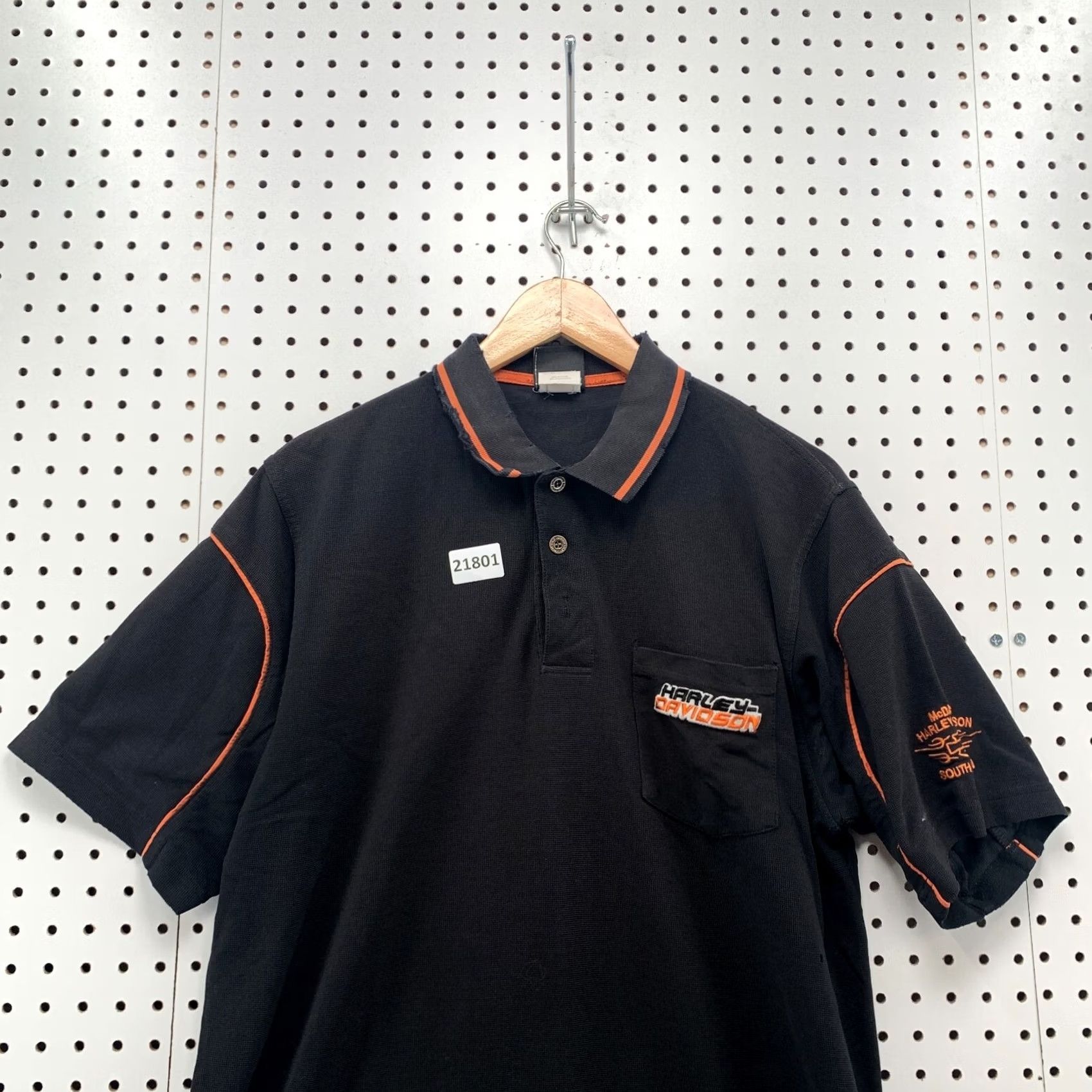 Harley Davidson Harley-Davidson Motorcycle Pocket Polo Shirt Black Orange Mens Large 22x31 Size US L / EU 52-54 / 3 - 5 Thumbnail