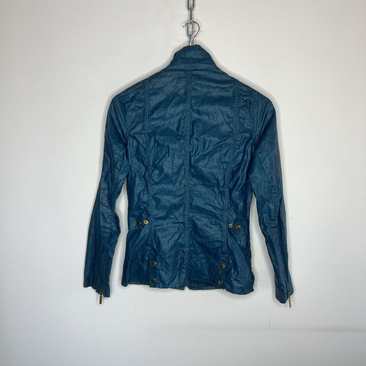 Barbour × Japanese Brand Vintage Waxed Barbour Linen Blue Jacket Coat Utility Size XS / US 0-2 / IT 36-38 - 6 Thumbnail
