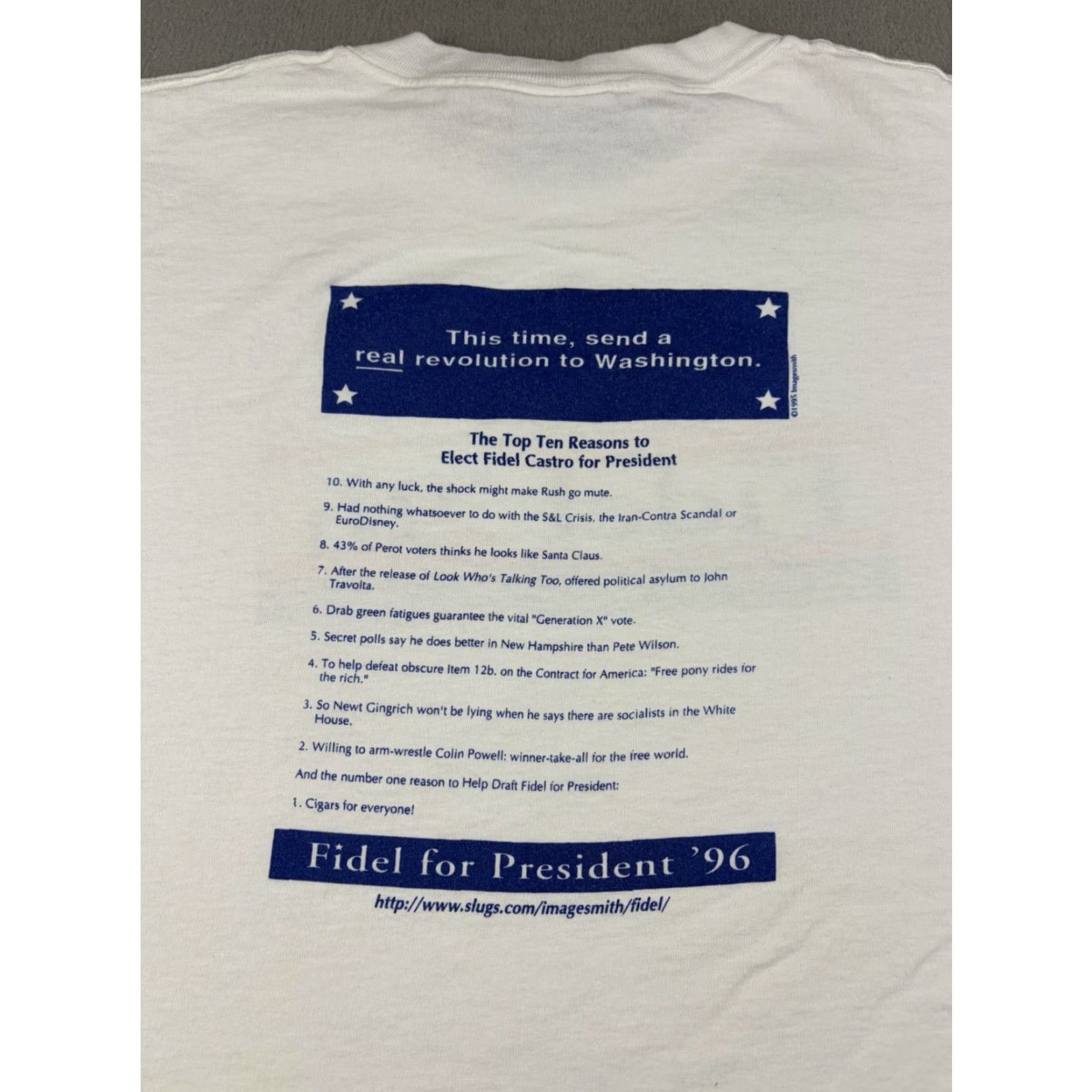 Vintage VINTAGE Fidel Castro For President Shirt XL White 90s T-Shirt Men Short Sleeve Cotton Round Neck Size US XL / EU 56 / 4 - 4 Thumbnail