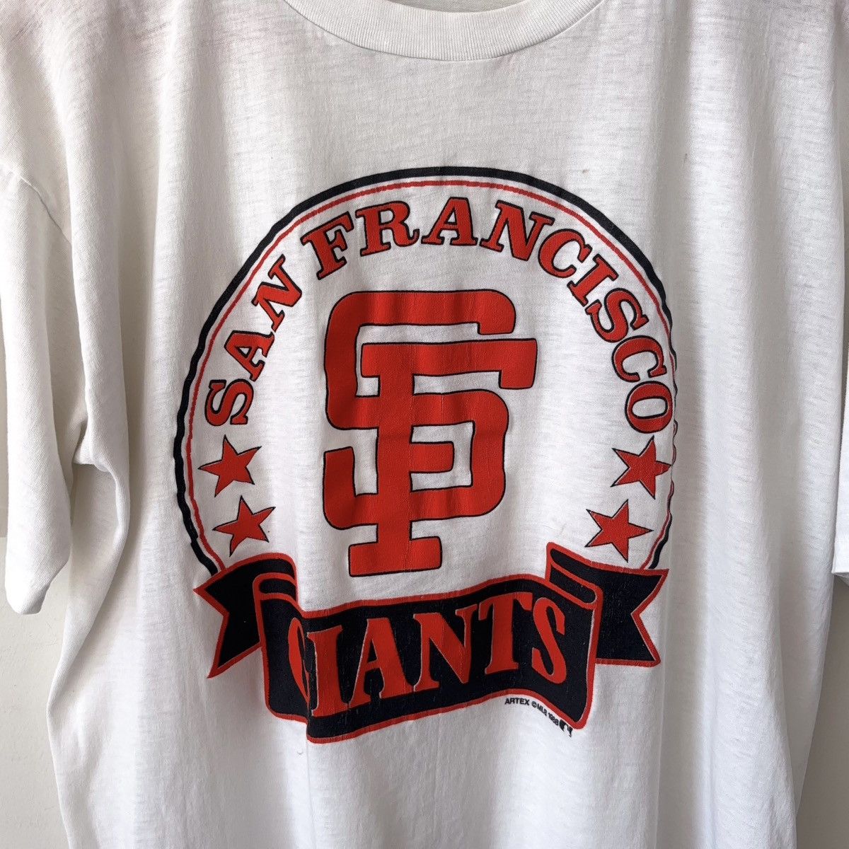 Vintage 80s San Fransisco SF Giants Paper Thin Burnout T-Shirt Size US L / EU 52-54 / 3 - 6 Thumbnail