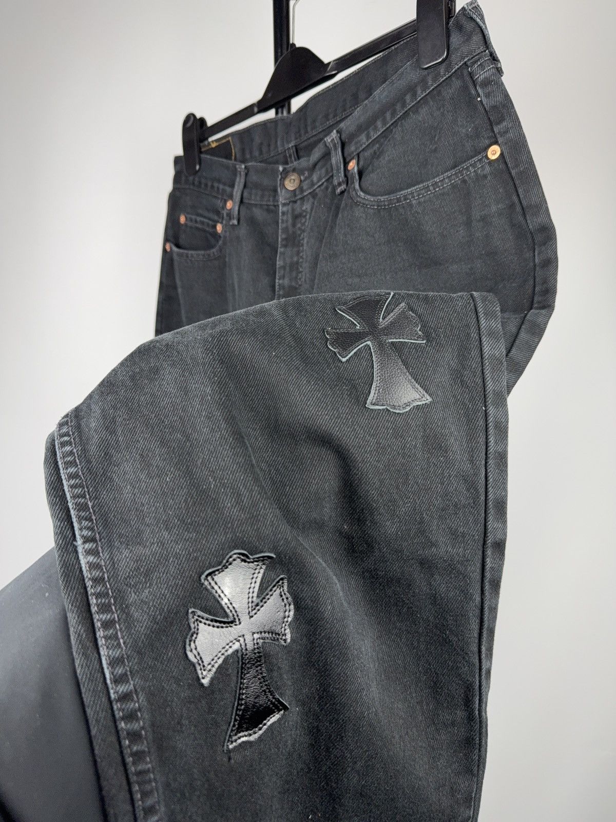 Vintage Vintage 90s Custom Chrome Hearts Style Cross Denim Jeans Size US 33 - 11 Thumbnail