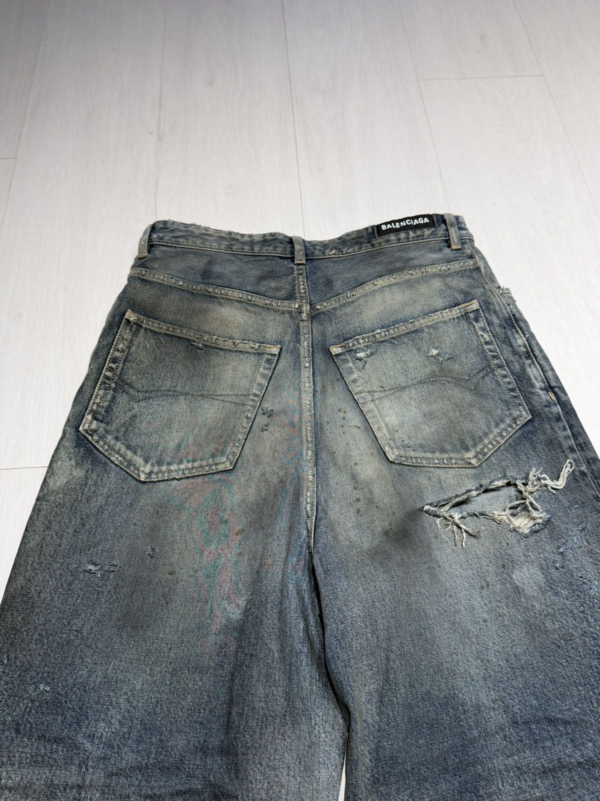Balenciaga Balenciaga Mud Show Oil Spill Distressed Pants XS Size US 30 / EU 46 - 12 Thumbnail