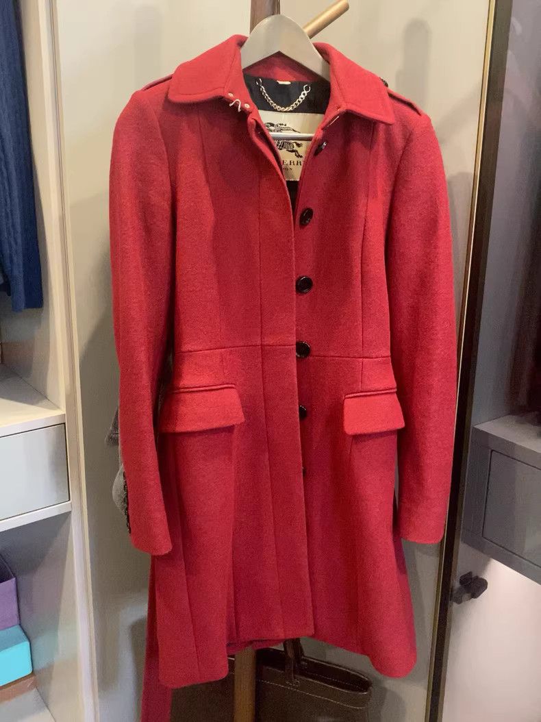 Burberry Burberry Red Wool Long Coat for Women Size S / US 4 / IT 40 - 8 Thumbnail