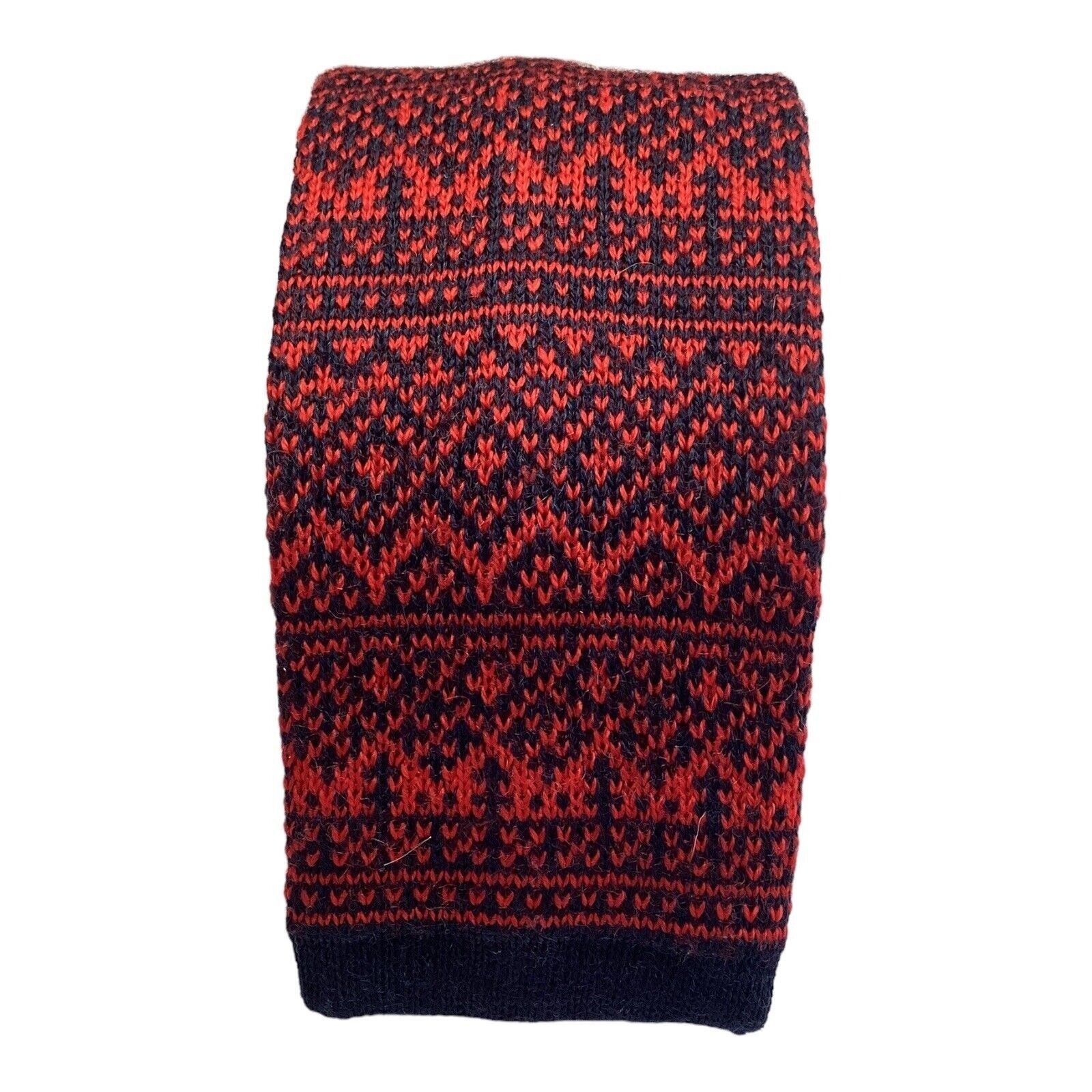 Tommy Hilfiger TOMMY HILFIGER Red Fair Isle Nordic Wool Blend Knit Tie Hand Size ONE SIZE - 5 Thumbnail