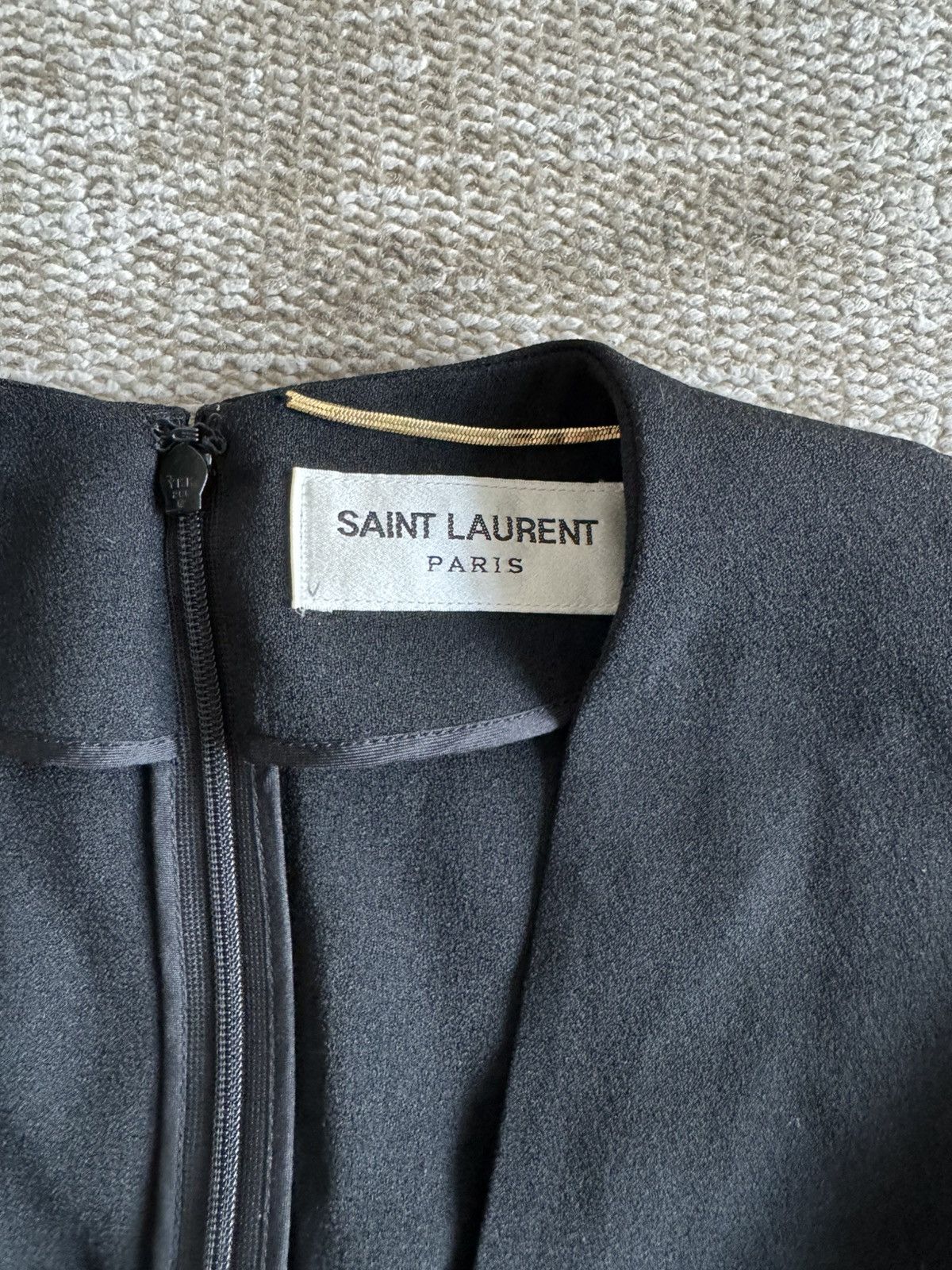 Anthony Vaccarello × Saint Laurent Paris × Yves Saint Laurent Saint Laurent Black plunge neckline mini dress longsleeve 36 Size XS / US 0-2 / IT 36-38 - 5 Thumbnail