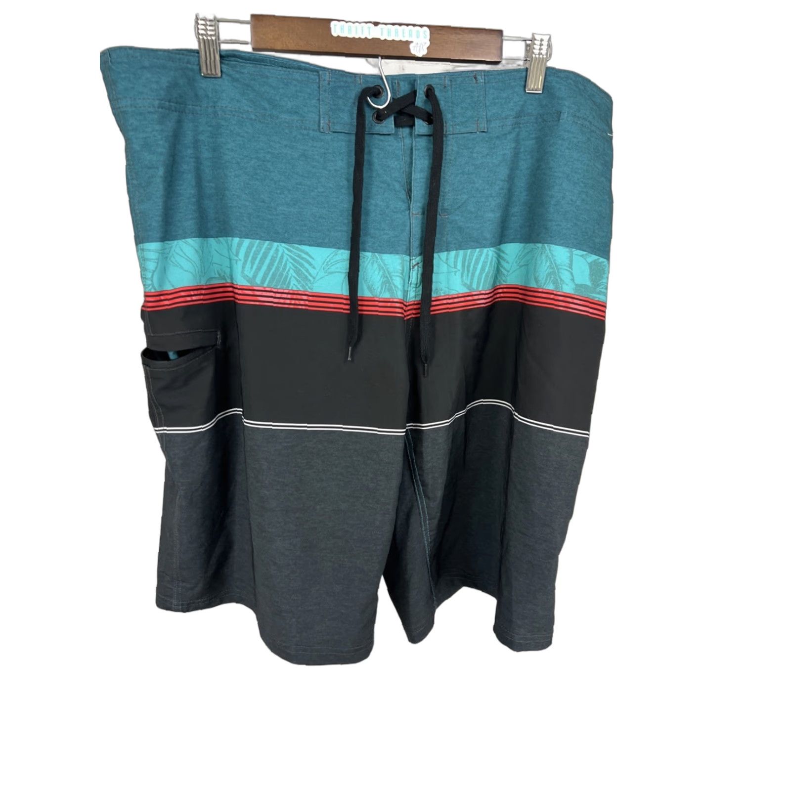 Burnside Burnside Board Shorts Bottom Men 38 Black Stripe Zip Pocket Bottle Opener Comb Quick Dry Beach Surf Summer Mens Size US 38 / EU 54 - 1 Thumbnail