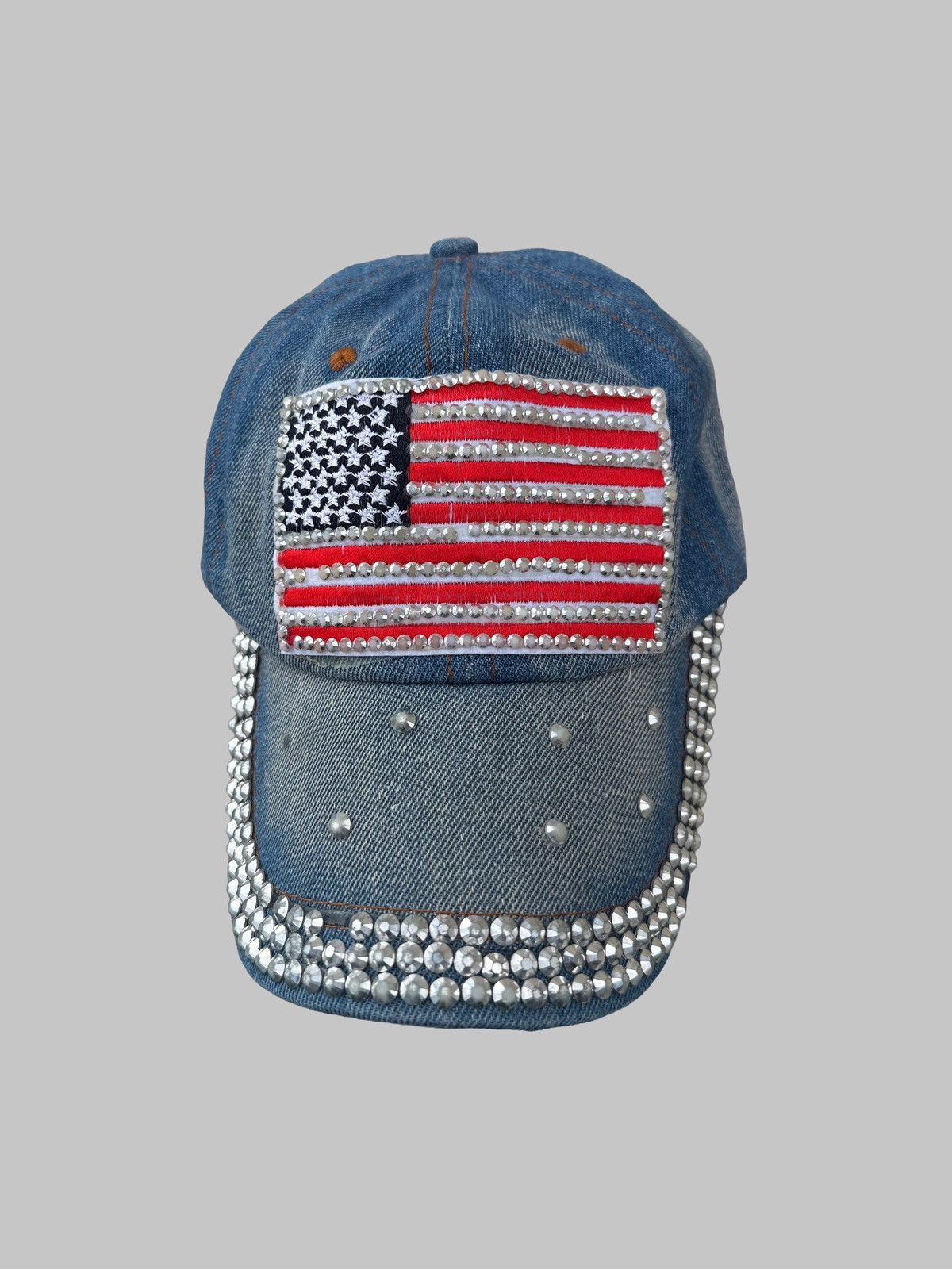 If Six Was Nine Y2K Opium Gothic Punk Style Denim Big American Flag Cap Size ONE SIZE - 1 Thumbnail
