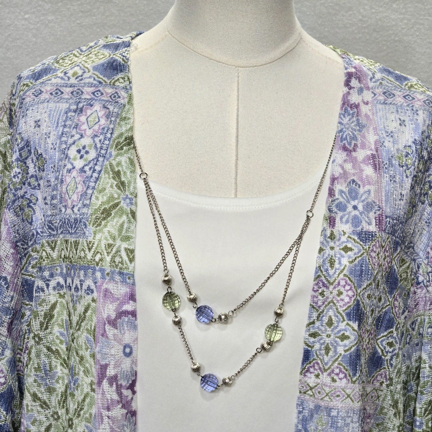 Vintage ALFRED DUNNER Womens XL Cardigan Jacket Multi Patchwork Southampton NWT Necklace Included Geometric Lightweight Spring Summer VINTAGE No Size XL / US 12-14 / IT 48-50 - 3 Thumbnail