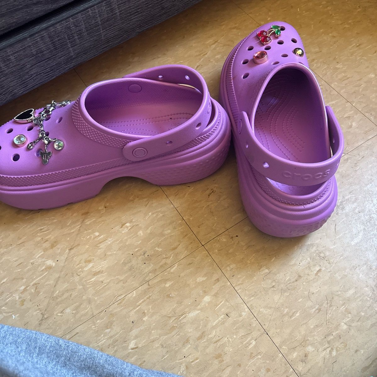 Crocs Purple Platform Crocs with Jibbitz Size US 10 / IT 40 - 2 Thumbnail