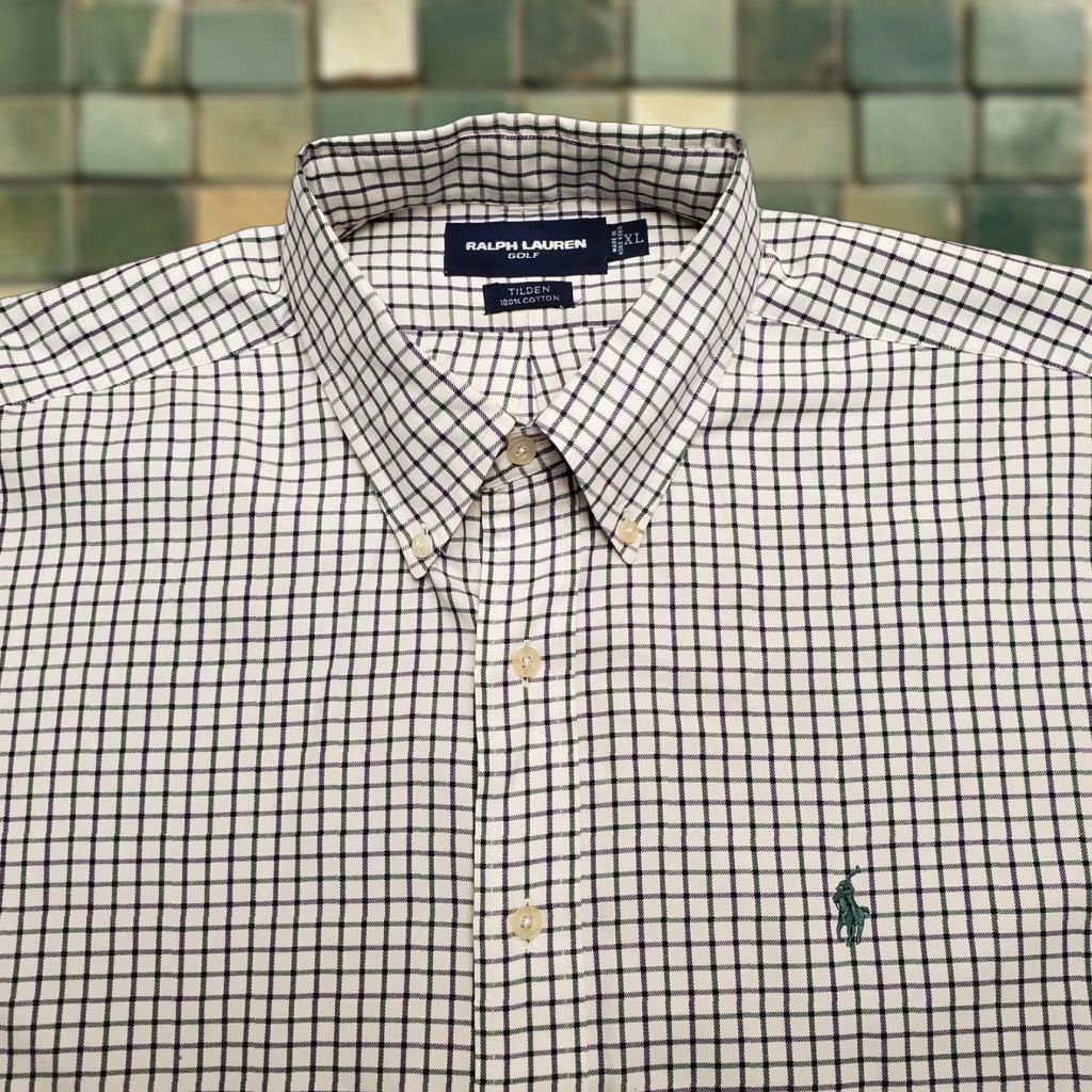 Ralph Lauren VINTAGE Ralph Lauren Tilden Golf Shirt Mens XL Blue Green Window Pane 100% Cotton Button-Up Shirt Mens XL Blue Green Window Pane Cotton Button-Up Size US XL / EU 56 / 4 - 1 Thumbnail
