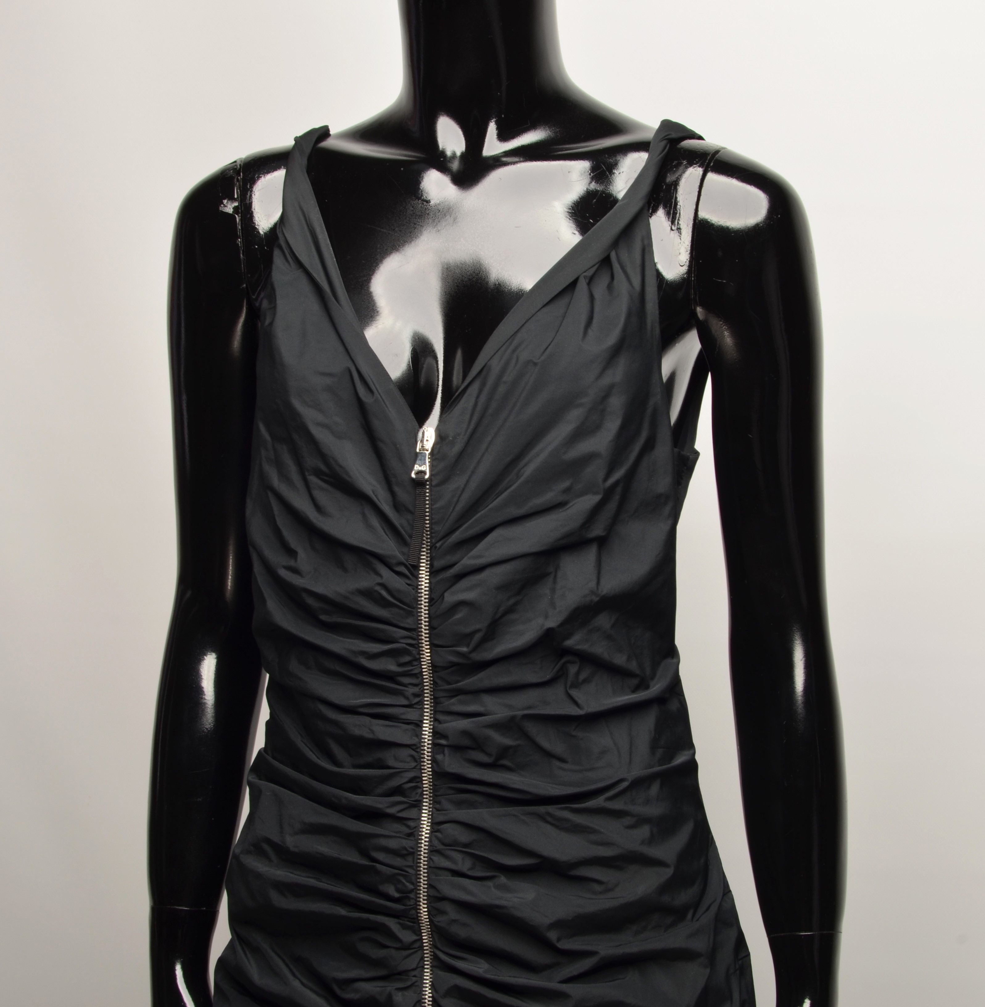 Dolce & Gabbana Dolce & Gabbana Bubble Zip Black Midi Dress Size L / US 10 / IT 46 - 2 Thumbnail