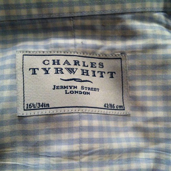 Charles Tyrwhitt CHARLES TYRWHITT MENS BLUE 100%COTTON DRESS SHIRT 16.5/34 Size US L / EU 52-54 / 3 - 6 Thumbnail