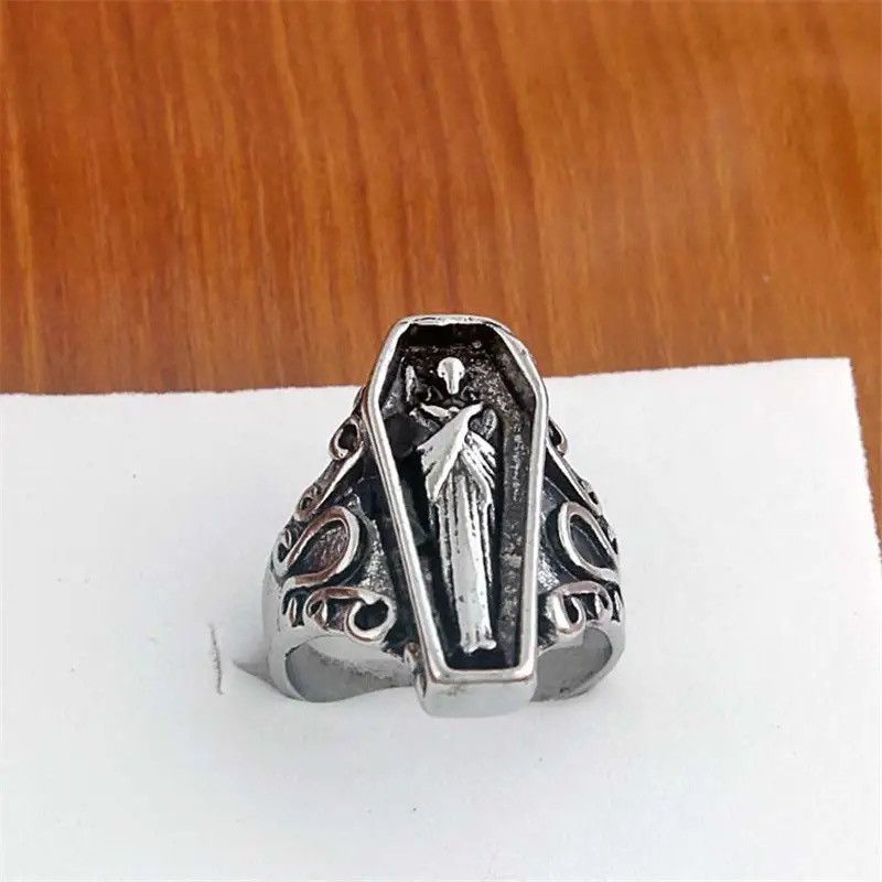 Japanese Brand × Jewelry × Vintage Gothic Punk Unique Vampire Coffin Ghost Stainless Steel Ring Size ONE SIZE - 2 Thumbnail
