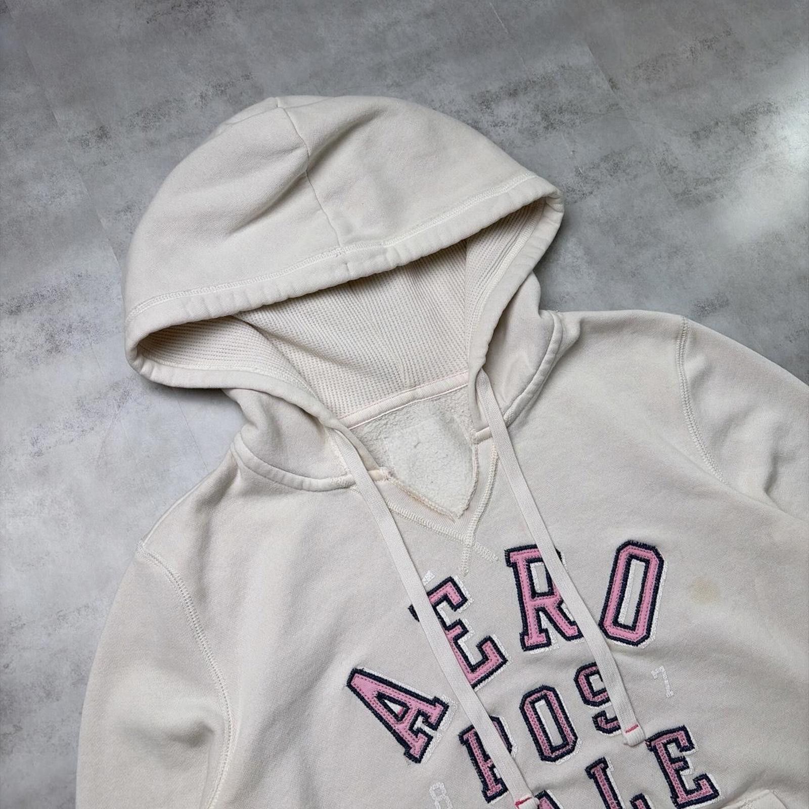 Aeropostale Y2K White Aeropostale Grunge Distressed Thermal Hoodie Size L / US 10 / IT 46 - 5 Thumbnail
