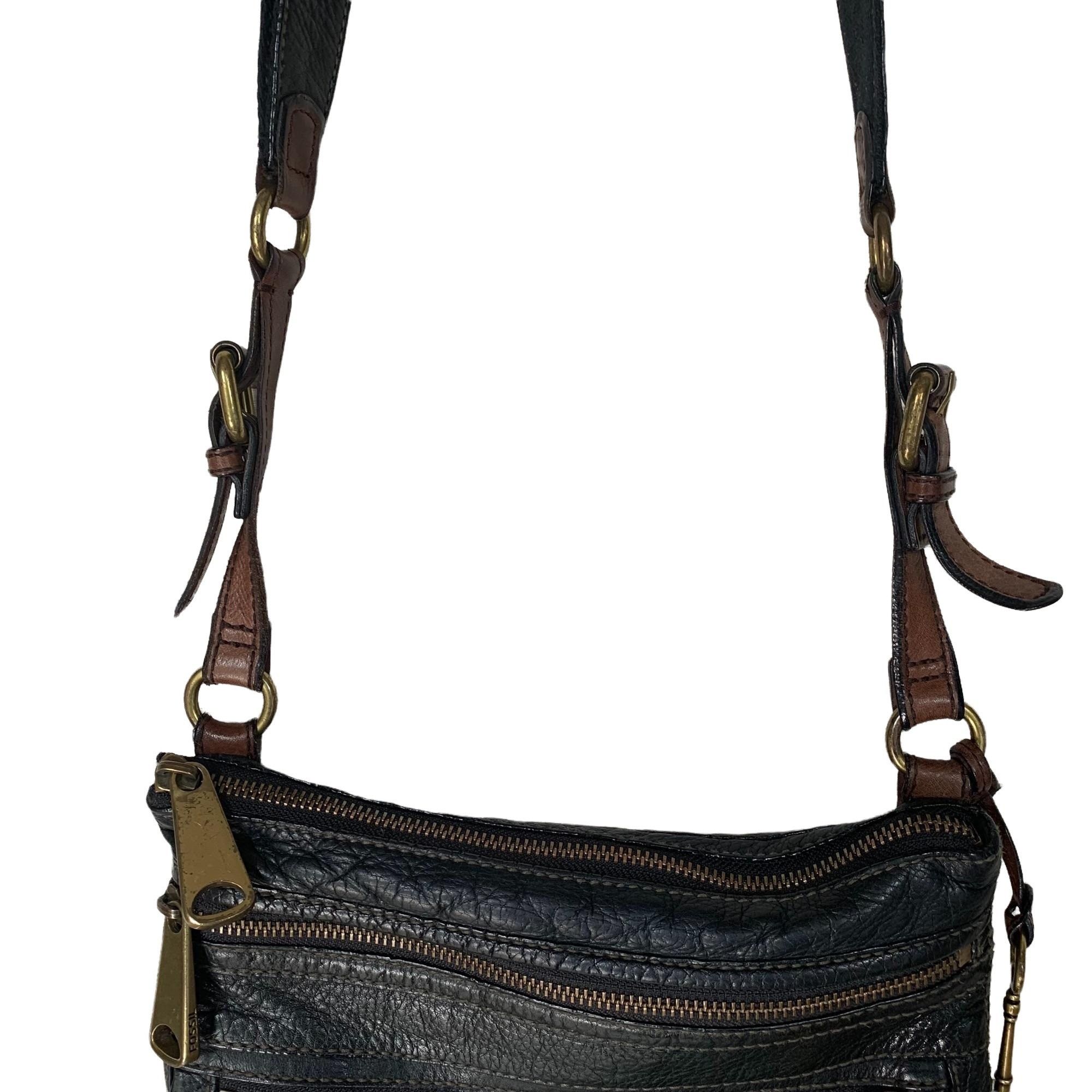 Fossil Fossil Cowhide Leather Gold Hardware Boho Crossbody Bag Size ONE SIZE - 8 Thumbnail