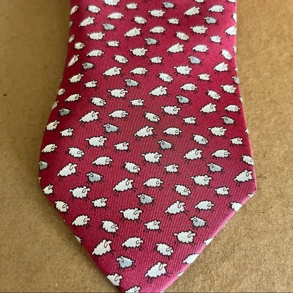 Hermes Hermes 5563MA Counting Sheep Printed Silk Tie Size ONE SIZE - 4 Thumbnail