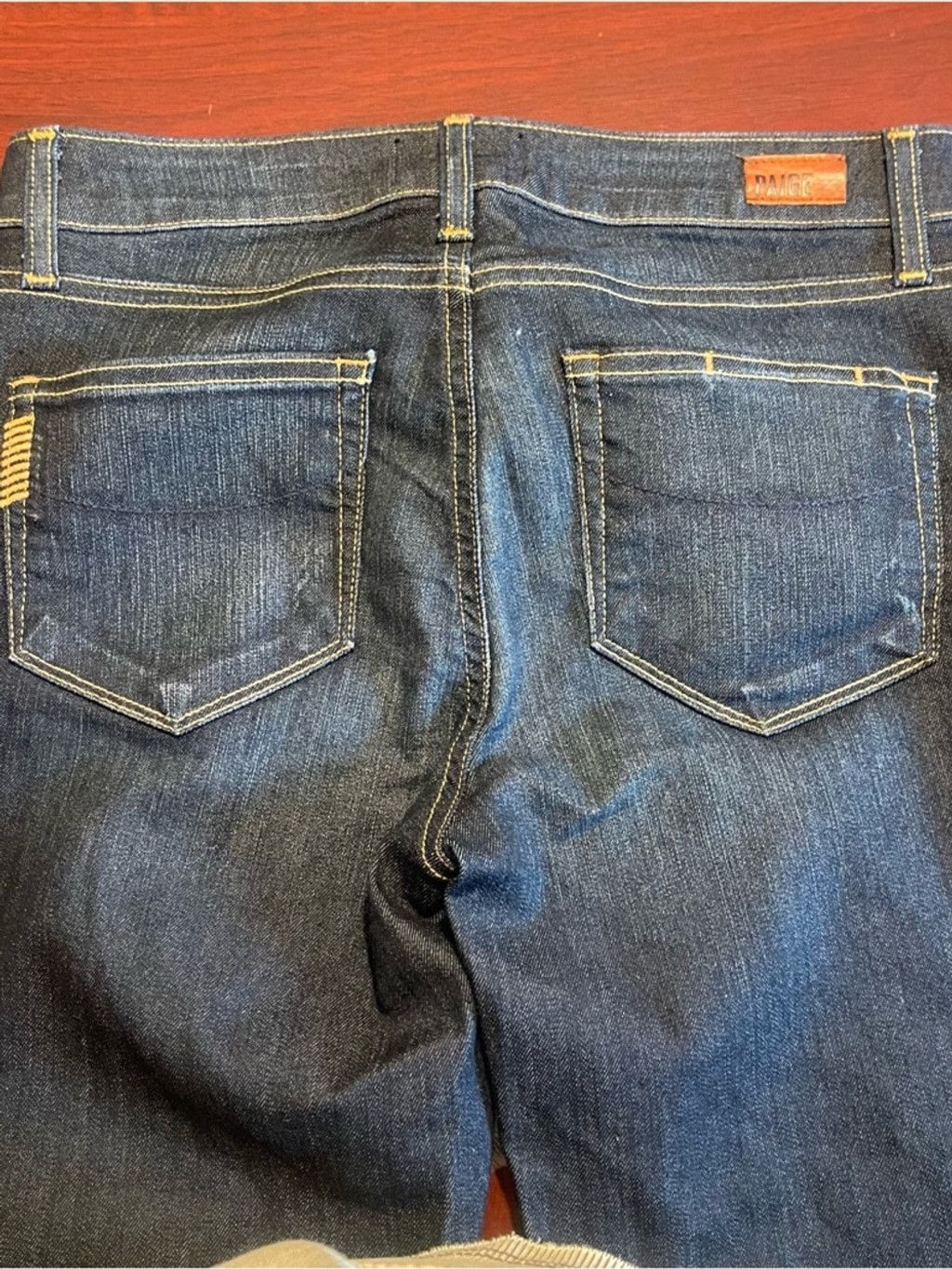 Paige Paige Skyline Cigarette Jeans 28 Raw Hem Dark Distressed Size 28" / US 6 / IT 42 - 14 Thumbnail