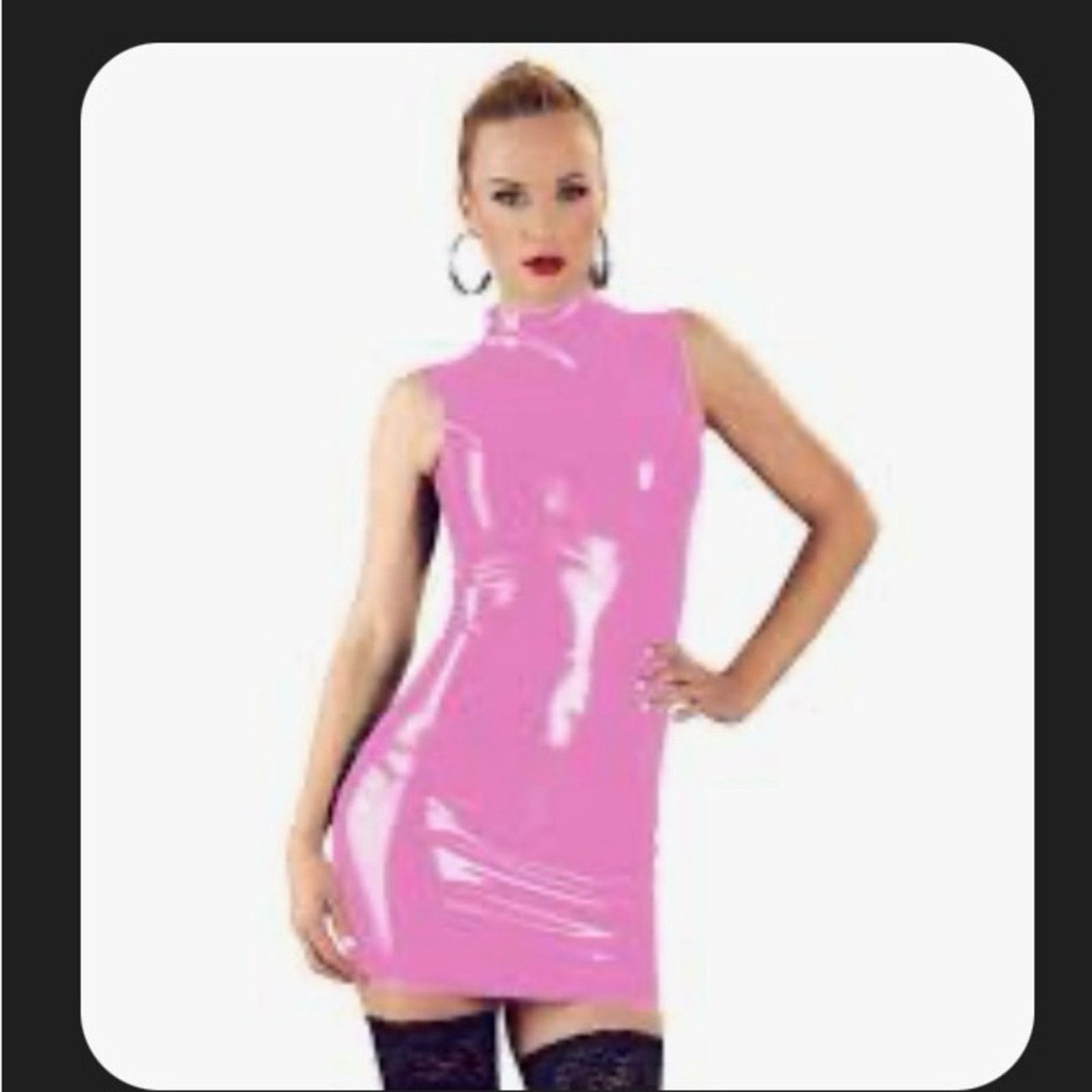 Other Vibrant Hot Pink Sleeveless Mini Vinyl Latex Dress size XS Size XS / US 0-2 / IT 36-38 - 1 Thumbnail
