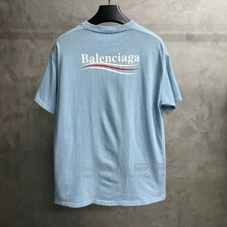Balenciaga Balenciaga North Carolina Blue Coke Print Round Neck Short Size US S / EU 44-46 / 1 - 2 Thumbnail