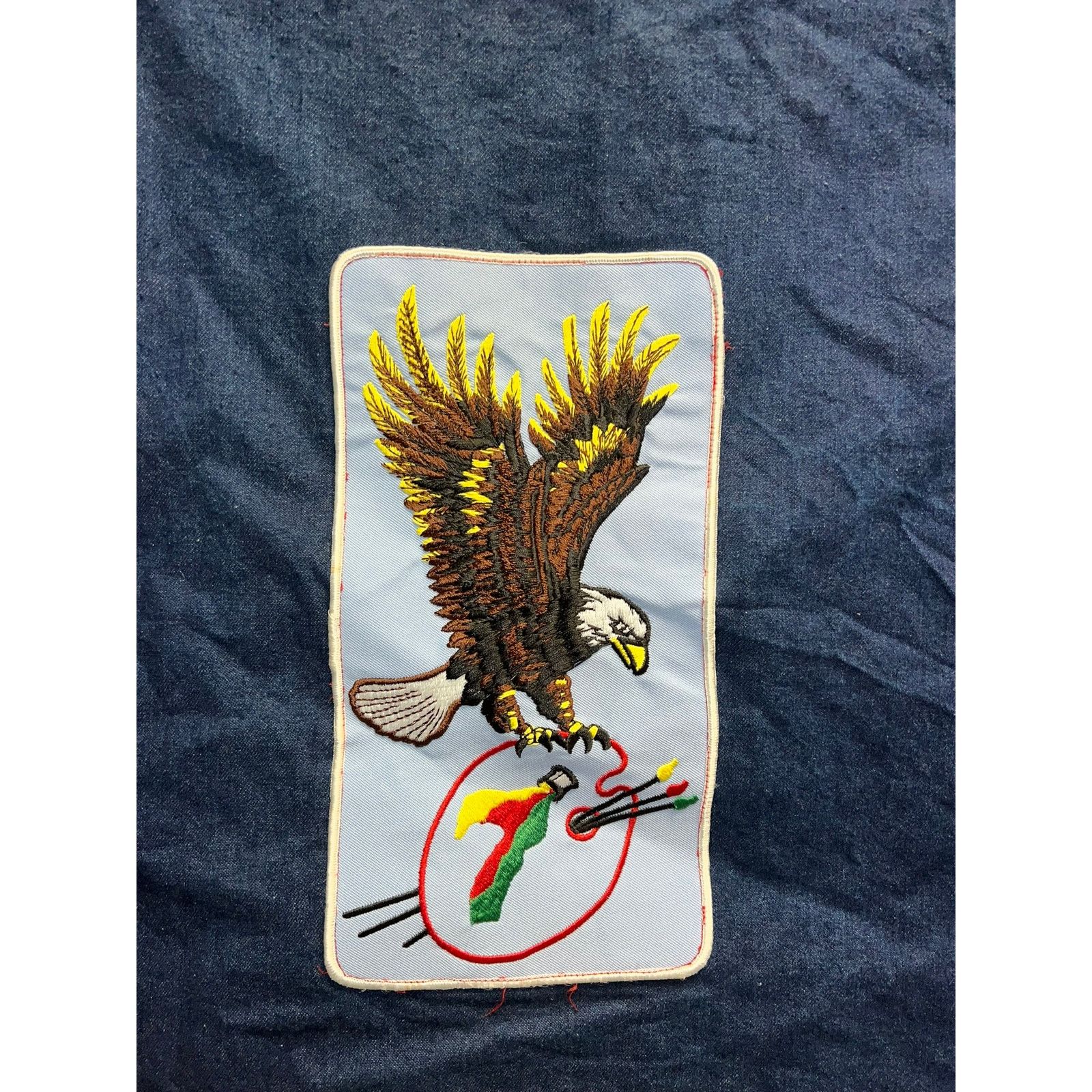 Vintage Vintage Denim Vest Sleeveless Jacket Bald Eagle Art 80s L Size US L / EU 52-54 / 3 - 7 Thumbnail