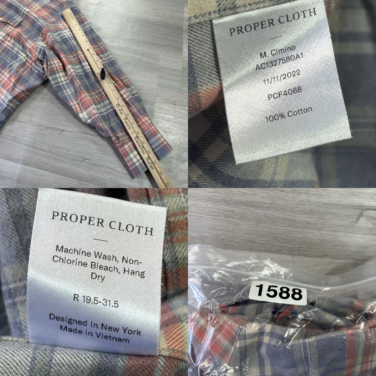 Proper Cloth Proper Cloth Shirt Mens 4XL Blue Plaid Western Snap Long Sleeve Button Up Casual Size US XXL / EU 58 / 5 - 8 Thumbnail