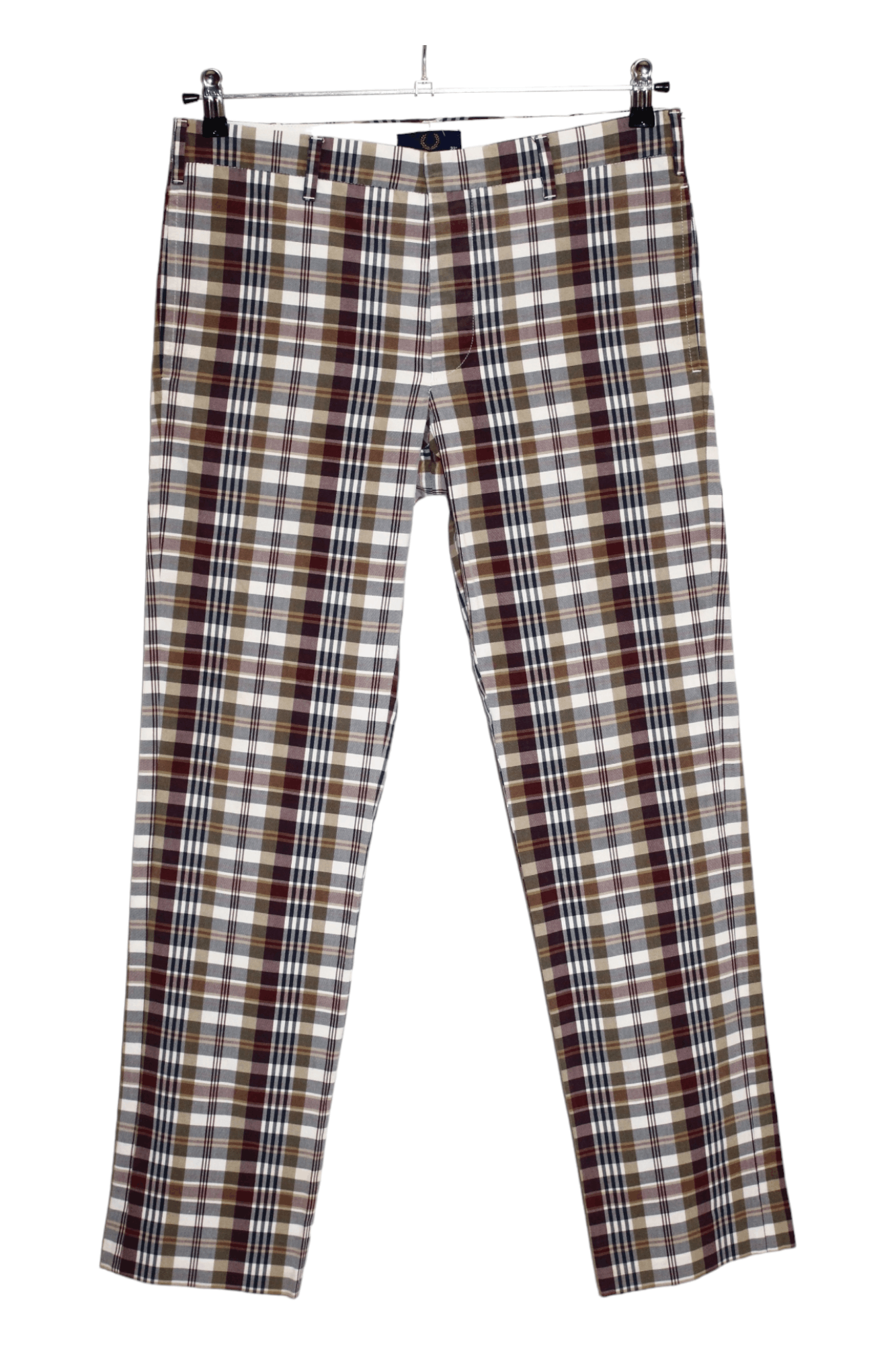 image of VTG Fred Perry Tartan Double-Check Cotton Casual Pants, Men's (Size 32)