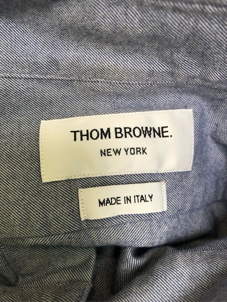 Thom Browne Thom Browne Blue and white four-bar long-sleeved shirt 2505 Size US XL / EU 56 / 4 - 5 Thumbnail